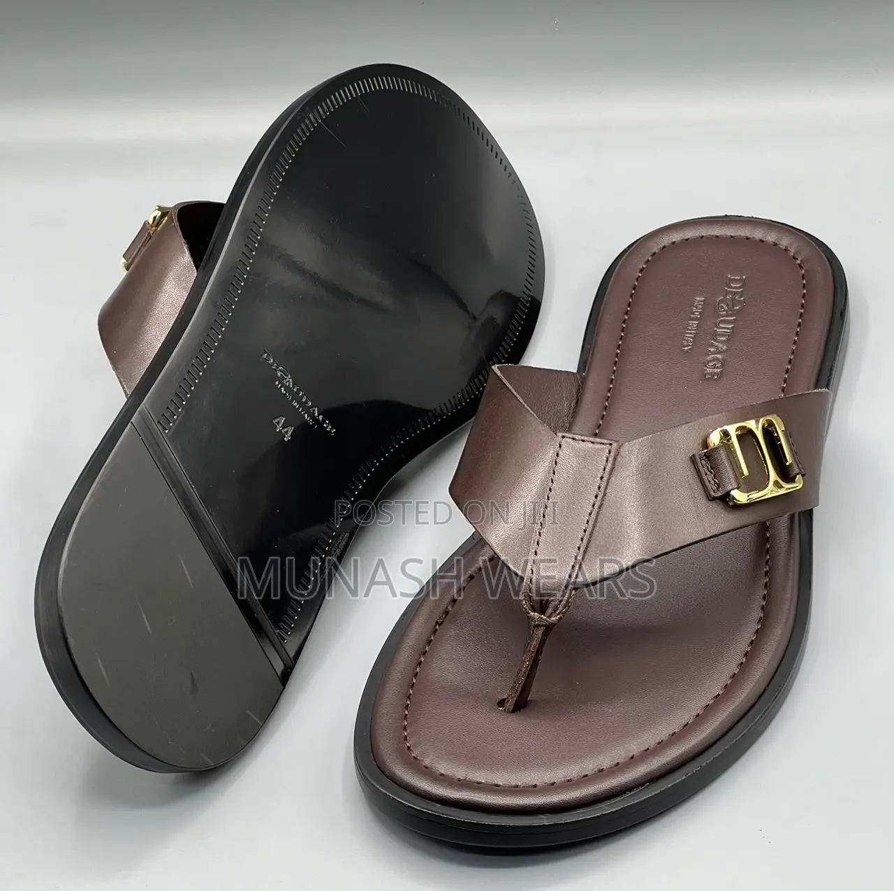 Italian Leather Slipers For Men Available In Brown And Black
