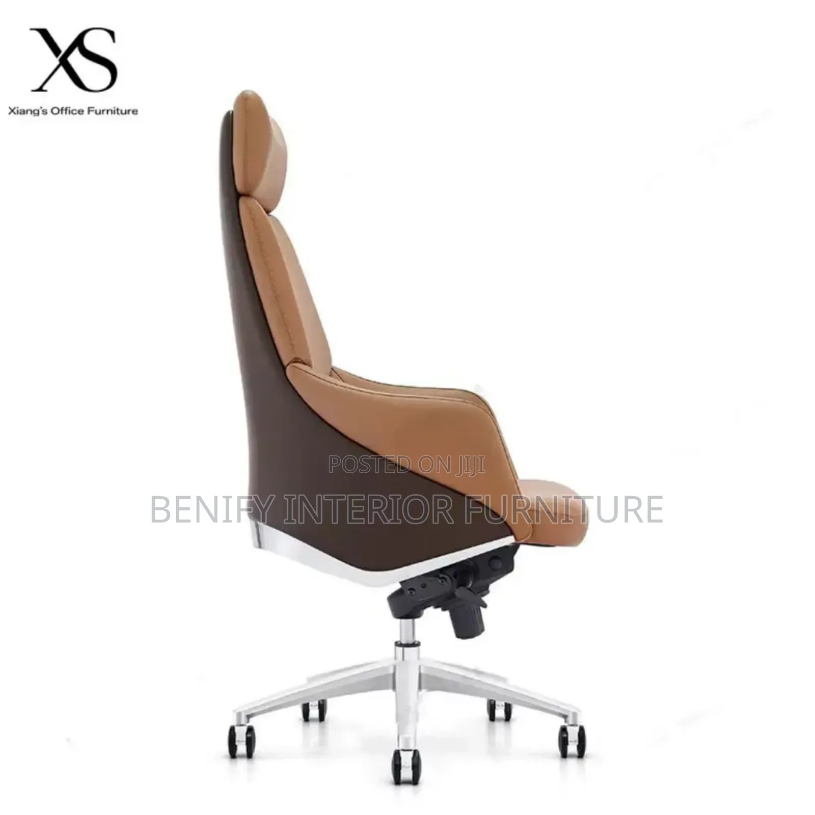Ergonomic Brown Leather Executive Director Office Table
