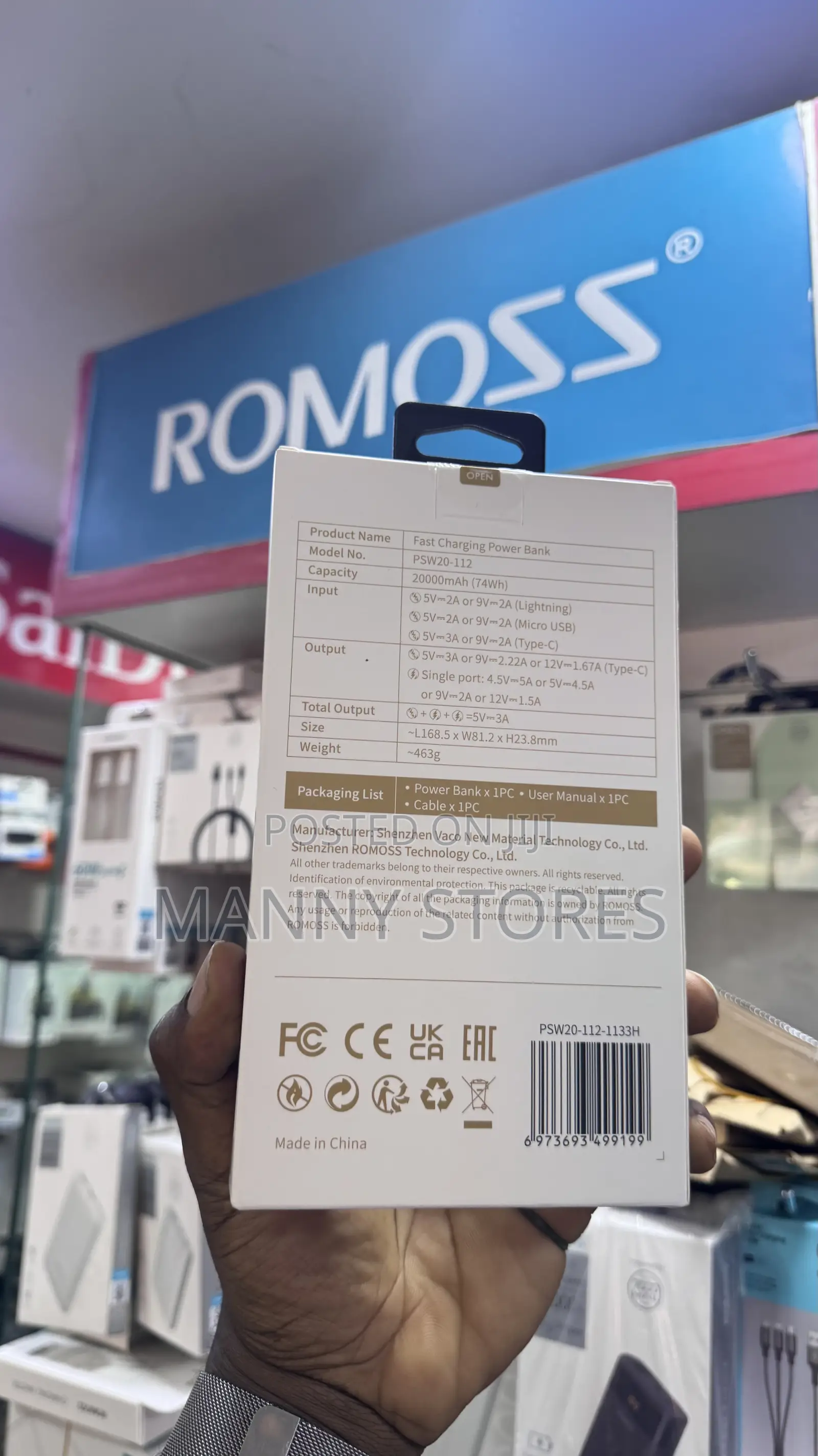 Original Romoss 20,000 Mah Fast Charging Power Bank (22.5w)