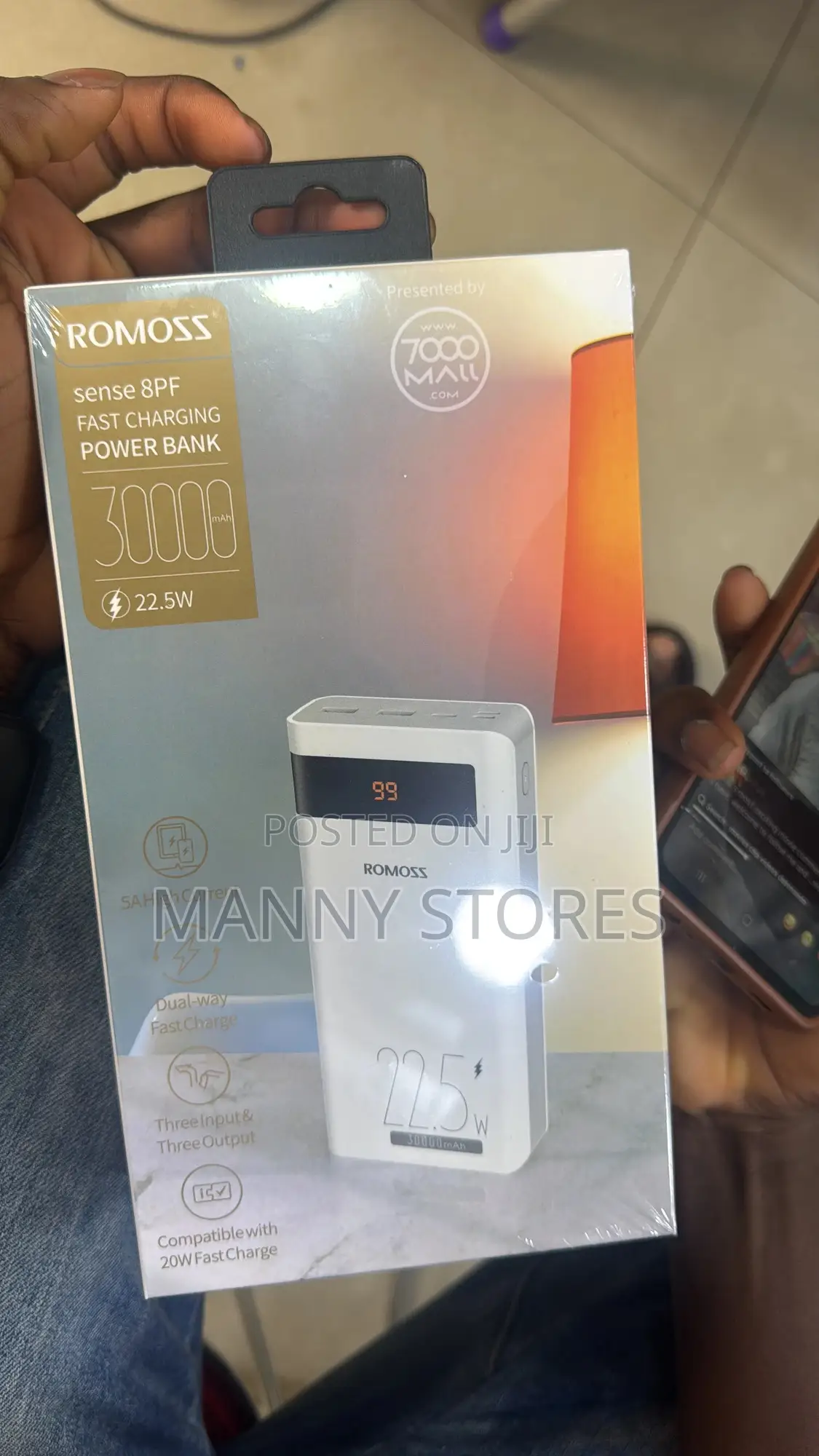 Original Romoss 30,000 Mah Power Bank (22.5w) Fast Charge
