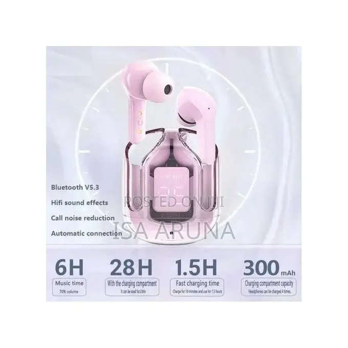 Ultrapods Max - Wireless Earbuds - Sleek in-Ear Sports Headset -Pink