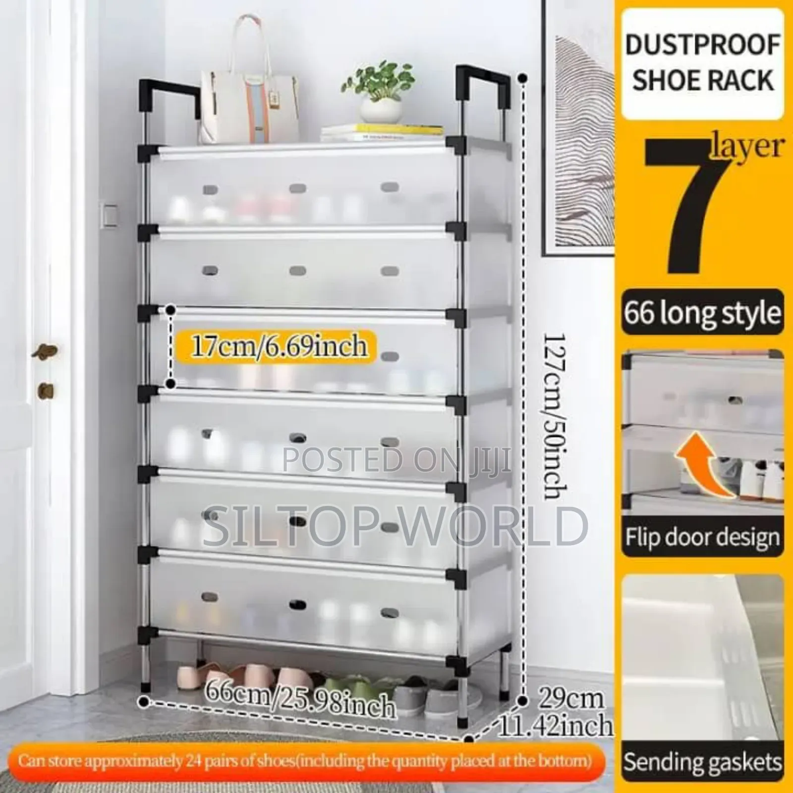 Upgraded 7 Layers Shoe Rack With Dustproof Cover