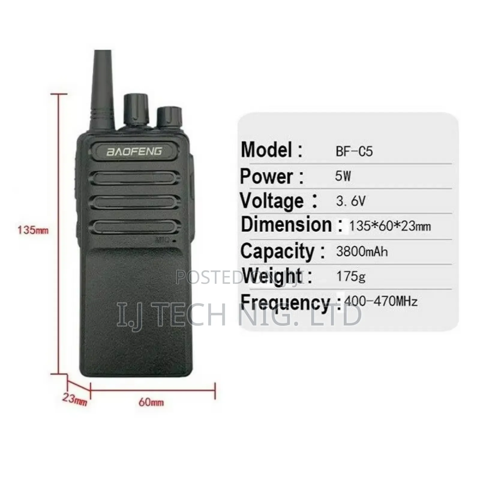 Baofeng C5 Analog Walkie-talkie.