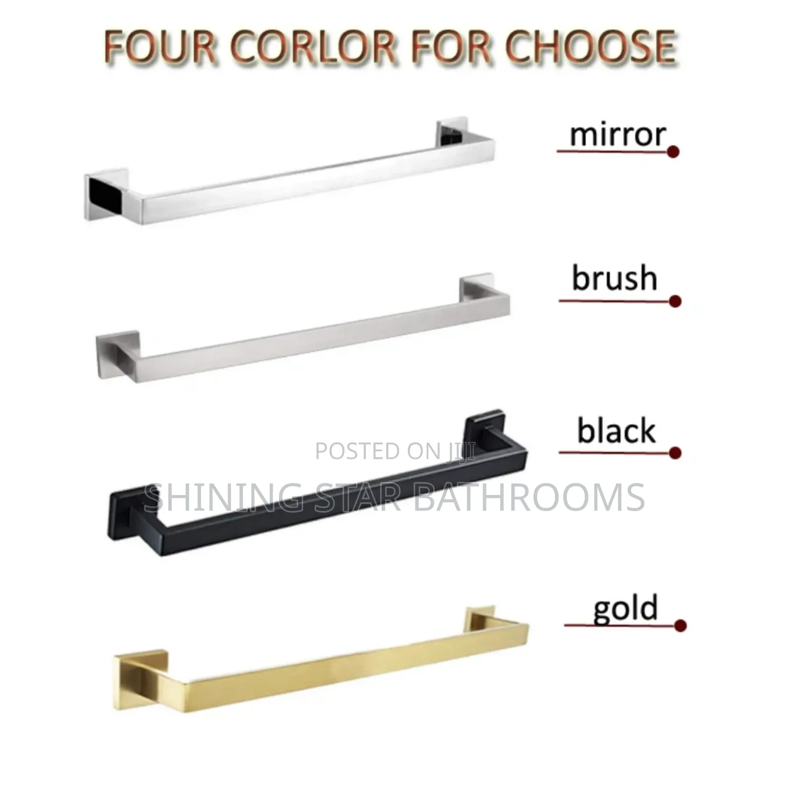 Black Single Square Towel Rail