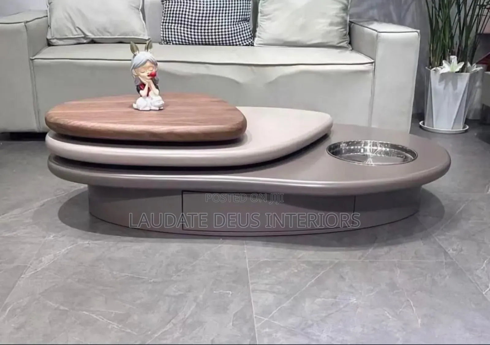 Contemporary 3 Layers Rotating Wooden Table
