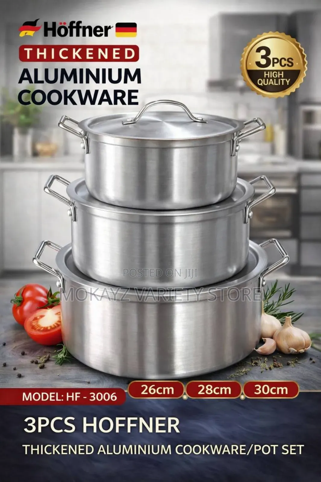 3pcs Hoffner Thickened Aluminium Cookware/Pot Set
