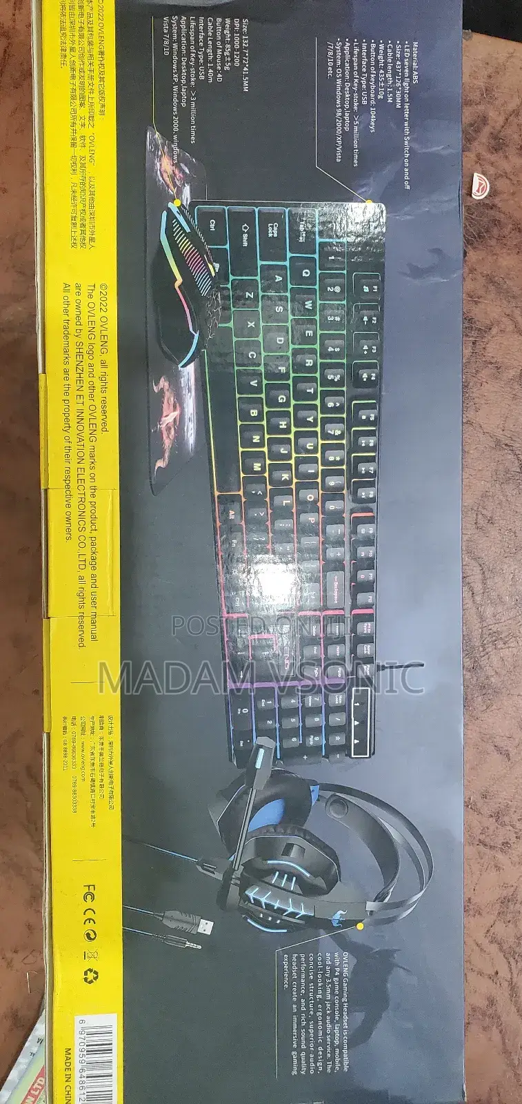 Ovleng Gaming Combo: RGB Keyboard, Mouse Headset (3-in-1 Bundle)