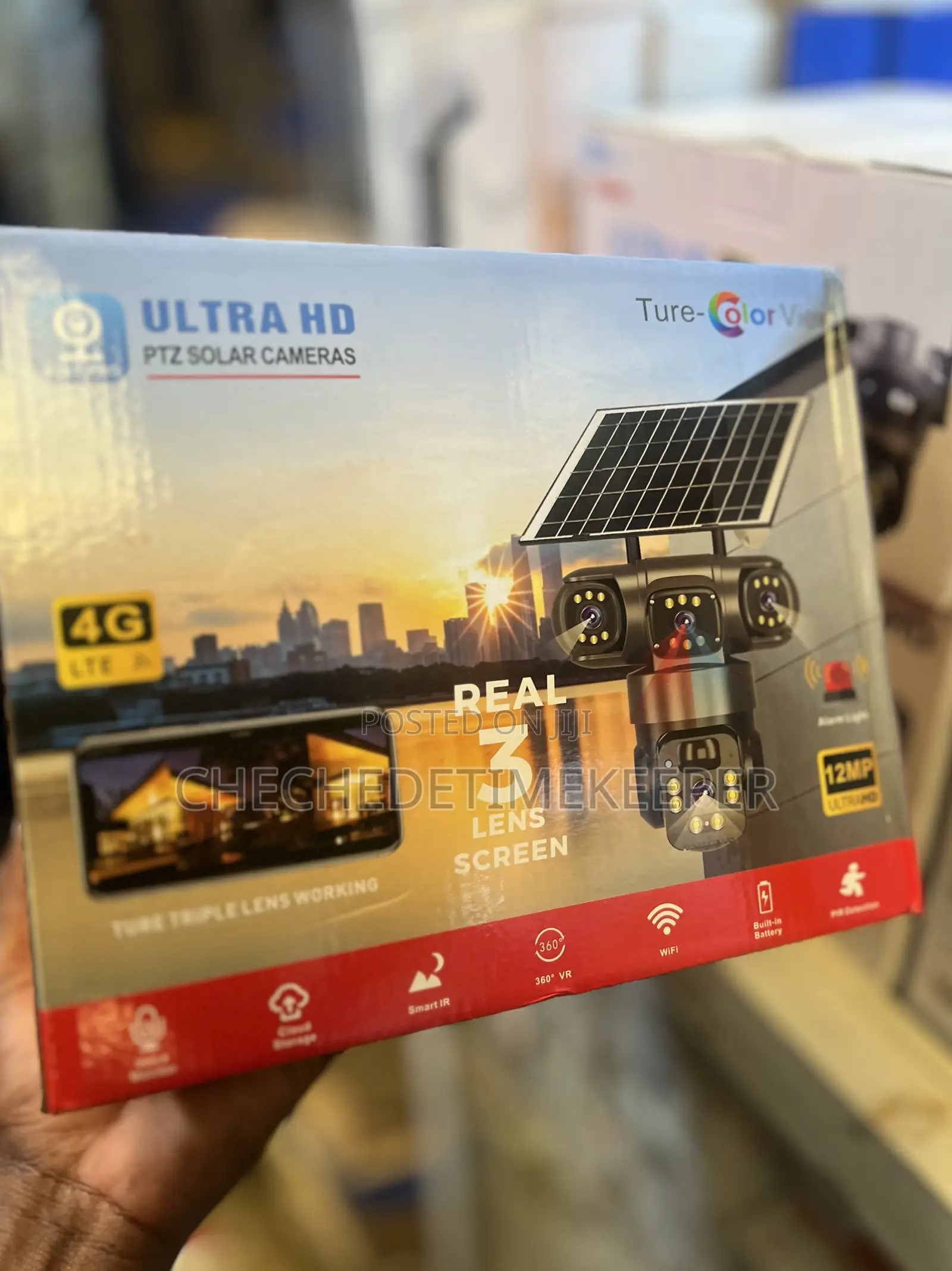 3 Lens Solar CCTV Camera