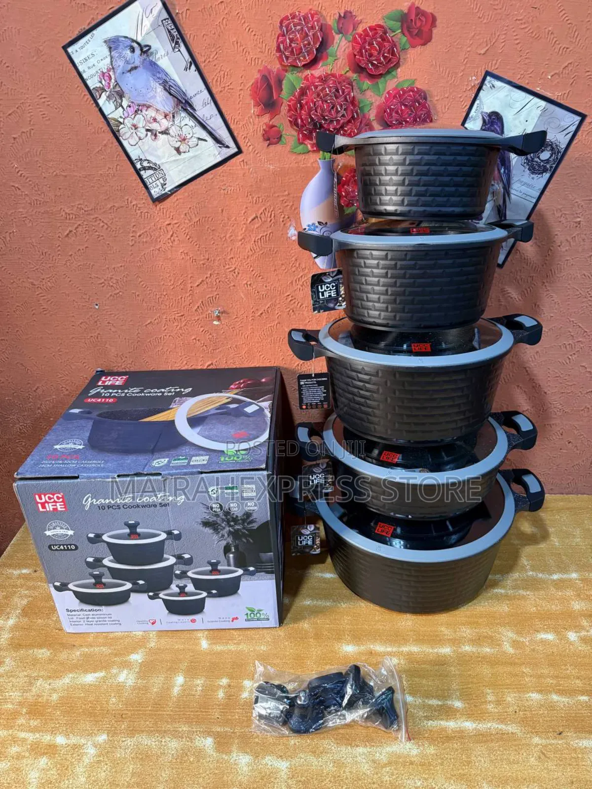 10pcs Ucc Life High Quality Lasting Granite Cookware/Pot Set (H4m3k)