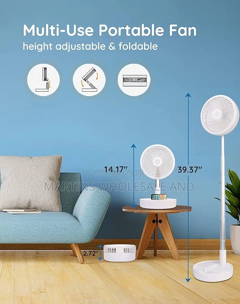 Extendable, Portable, and Rechargeable Electric Fan.