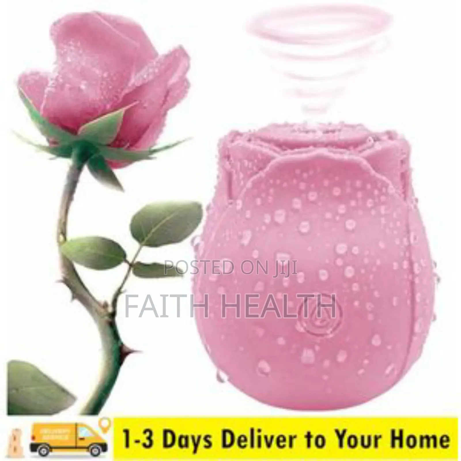 Pink Rose Clitoral Stimulator, Rechargeable Waterproof Medical