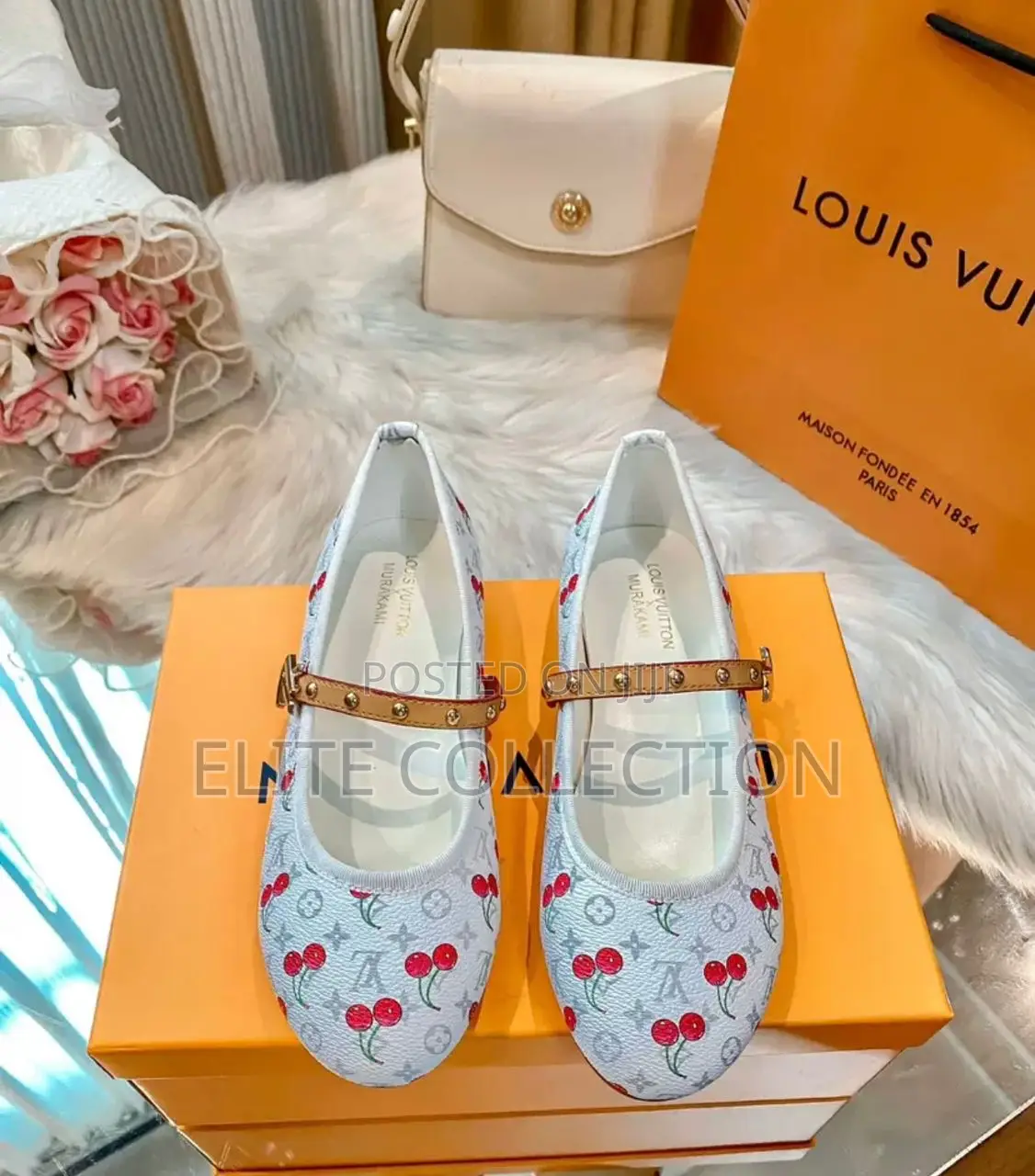 Lúxury Cherry Lv Ballet Flatssize : 37,38,39,40,41