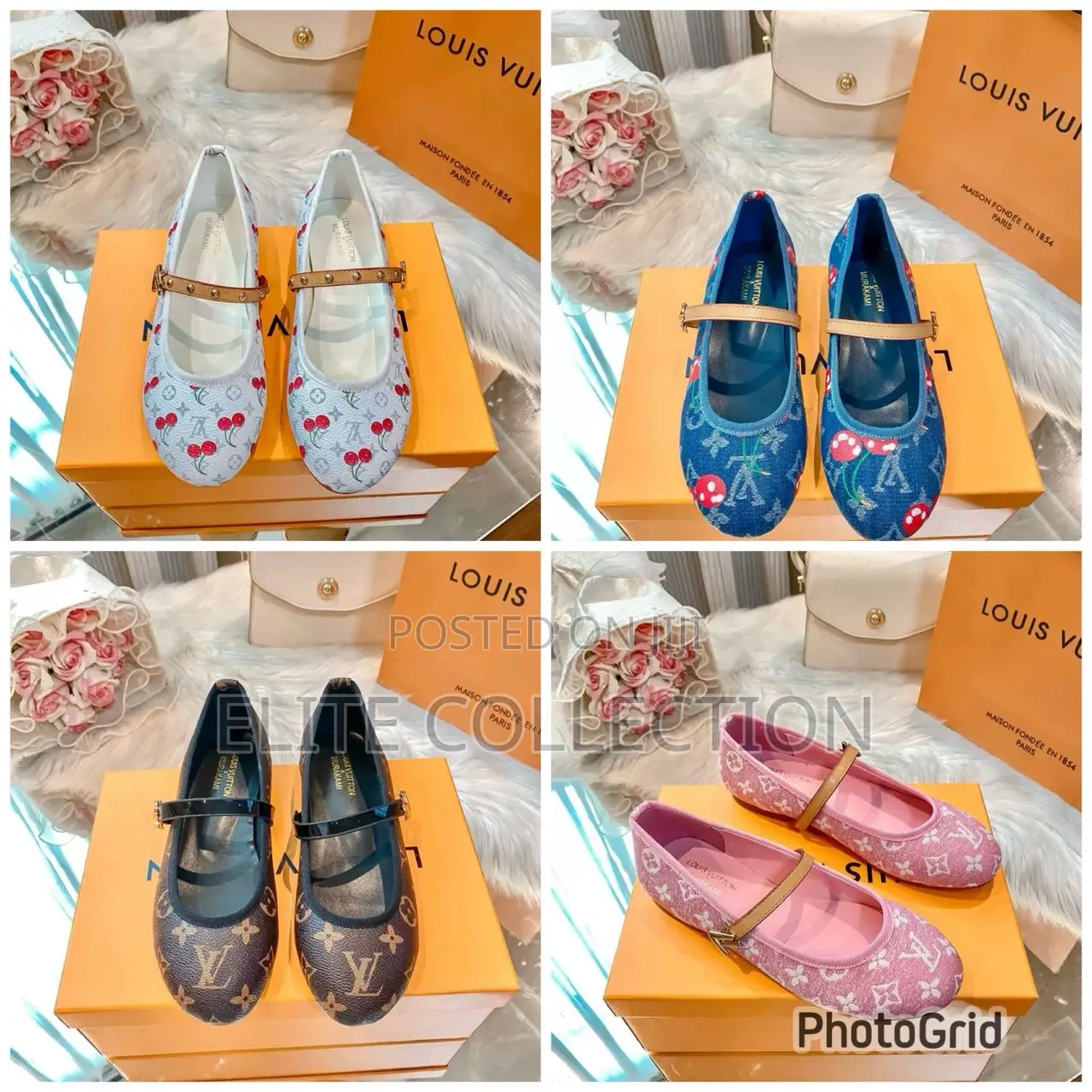 Lúxury Cherry Lv Ballet Flatssize : 37,38,39,40,41