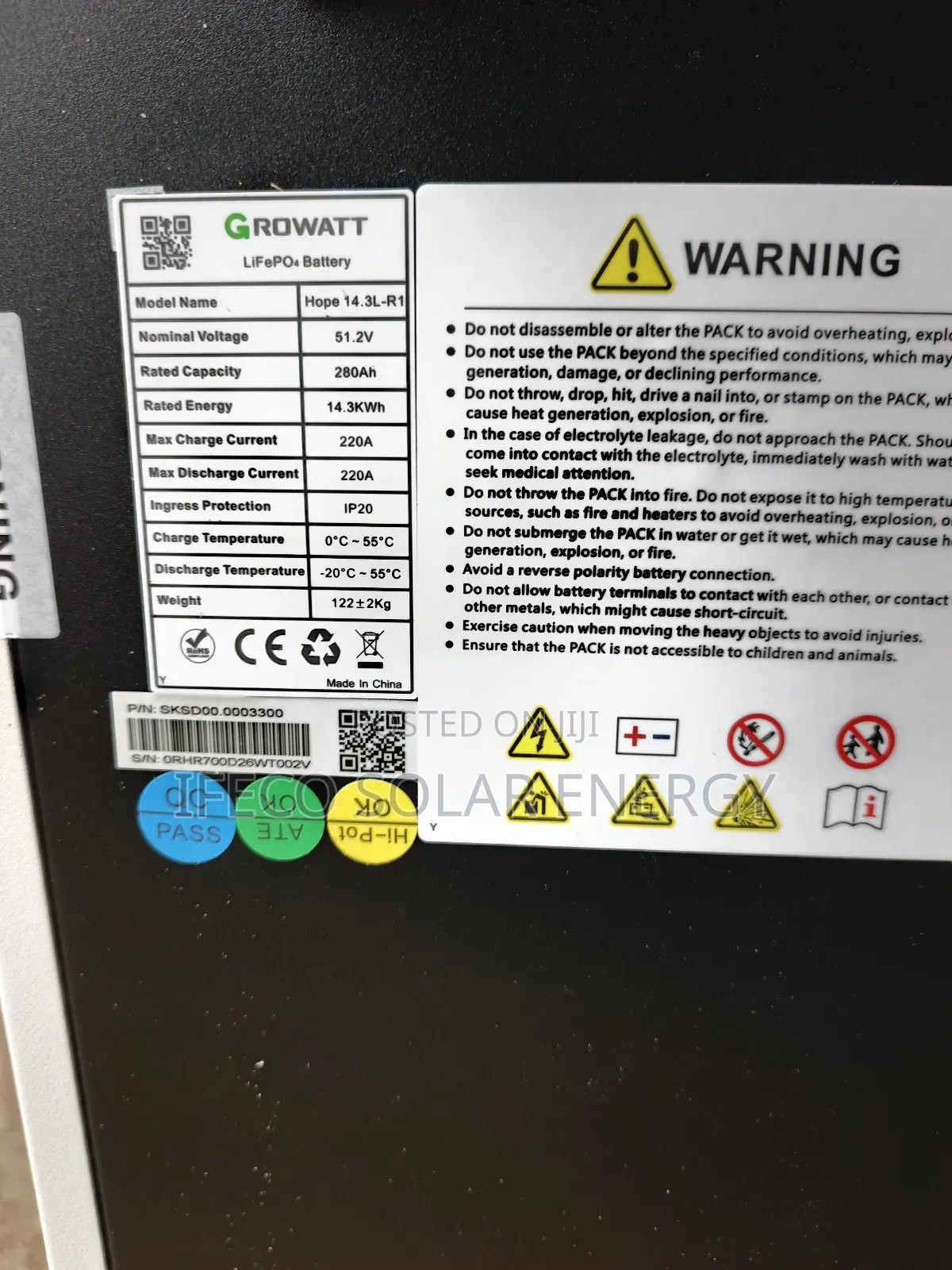 Growatt Lithium Ion Battery 14.3kwh 51.2v