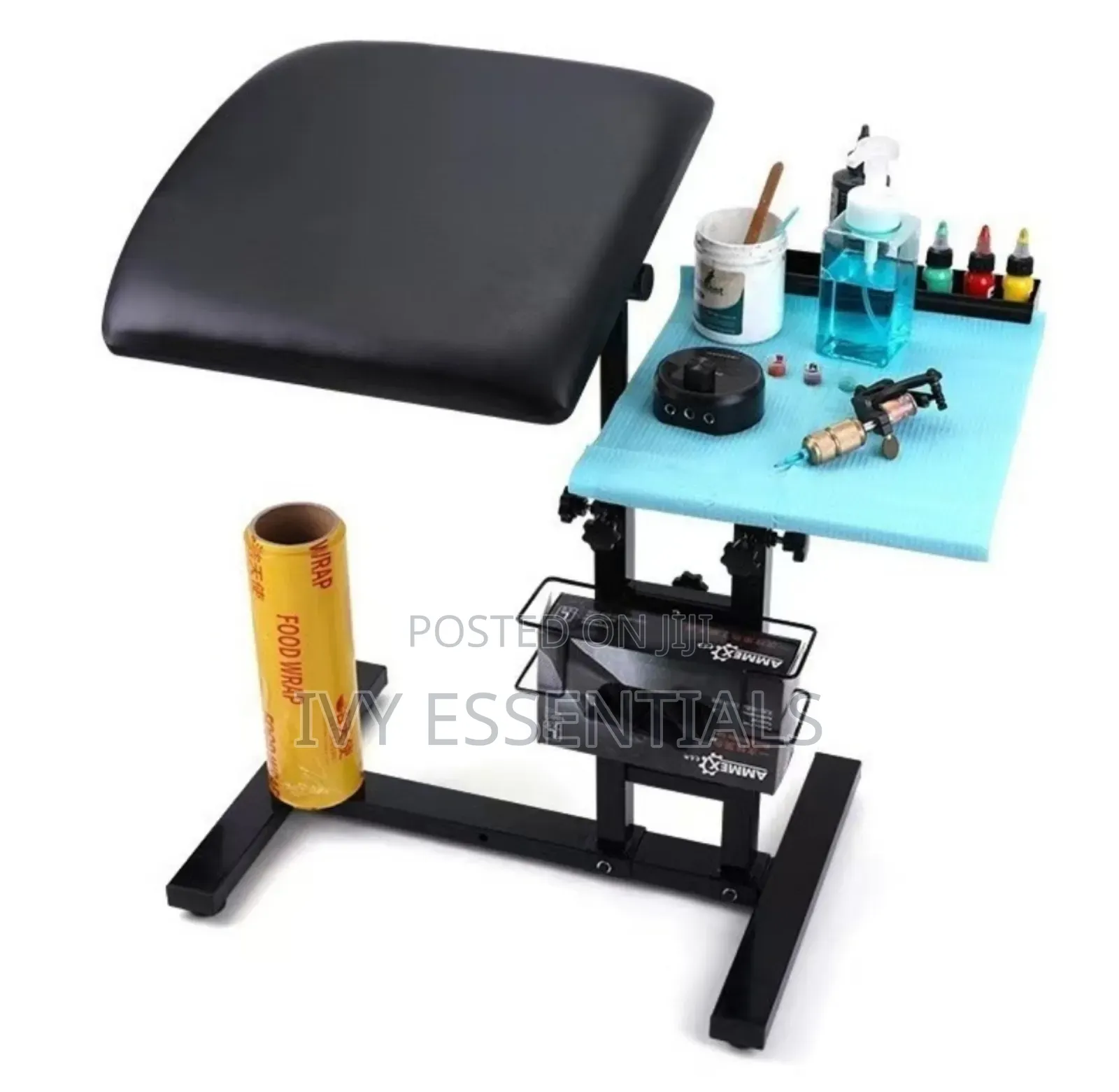 Tattoo Adjustable Work Desktable Bench Tray Trolley With Armrest