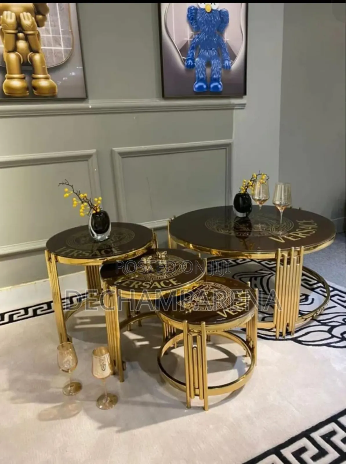 1 Table and 3 Matching Sidestool Set , Glass Top