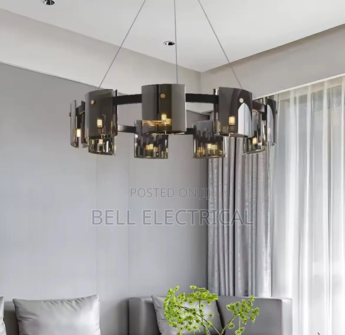 Matte Black Glass Led Chandelier