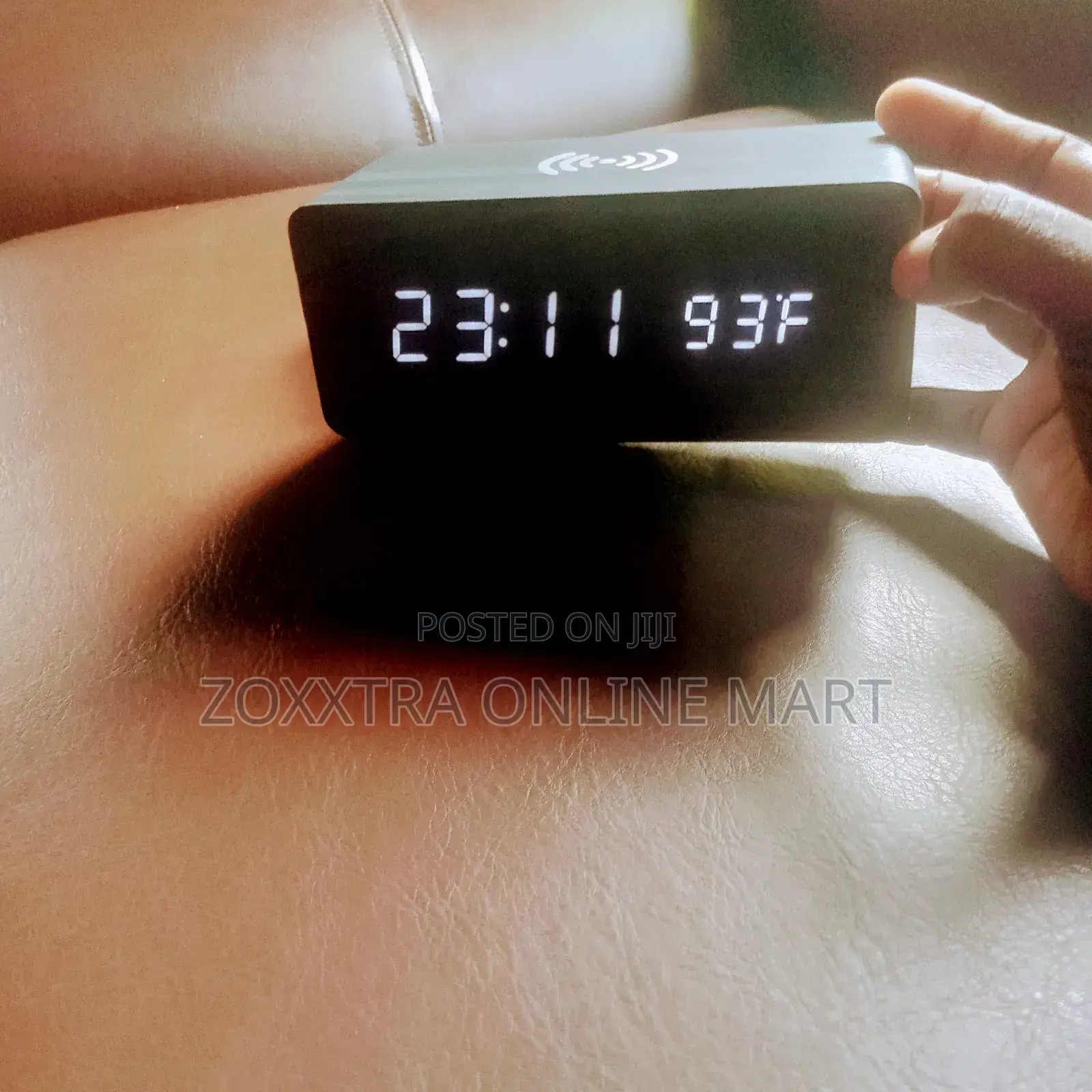 Wooden Digital Alarm Clock With Wireless Charger
