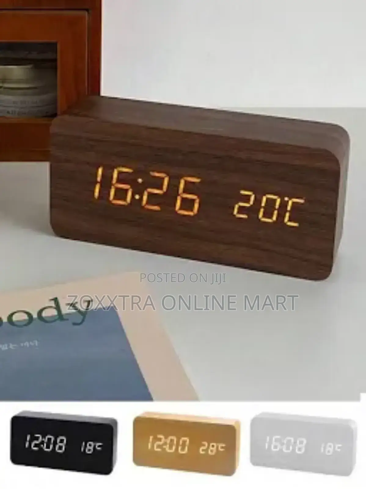 Wooden Digital Alarm Clock With Wireless Charger