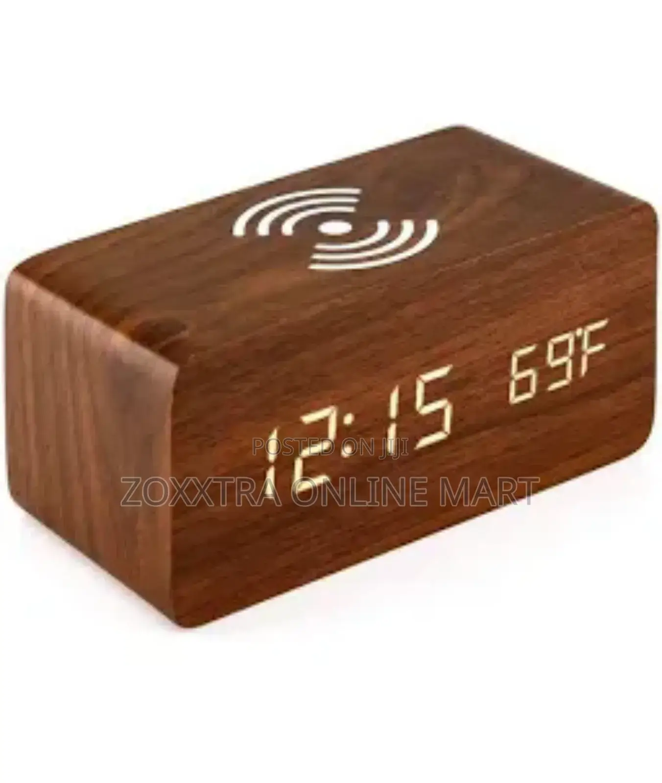 Wooden Digital Alarm Clock With Wireless Charger