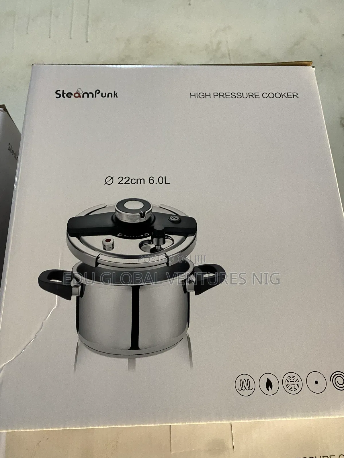 Steampunk 6litres High Pressure Cooker. 22cm. With Extra Glass Lid.