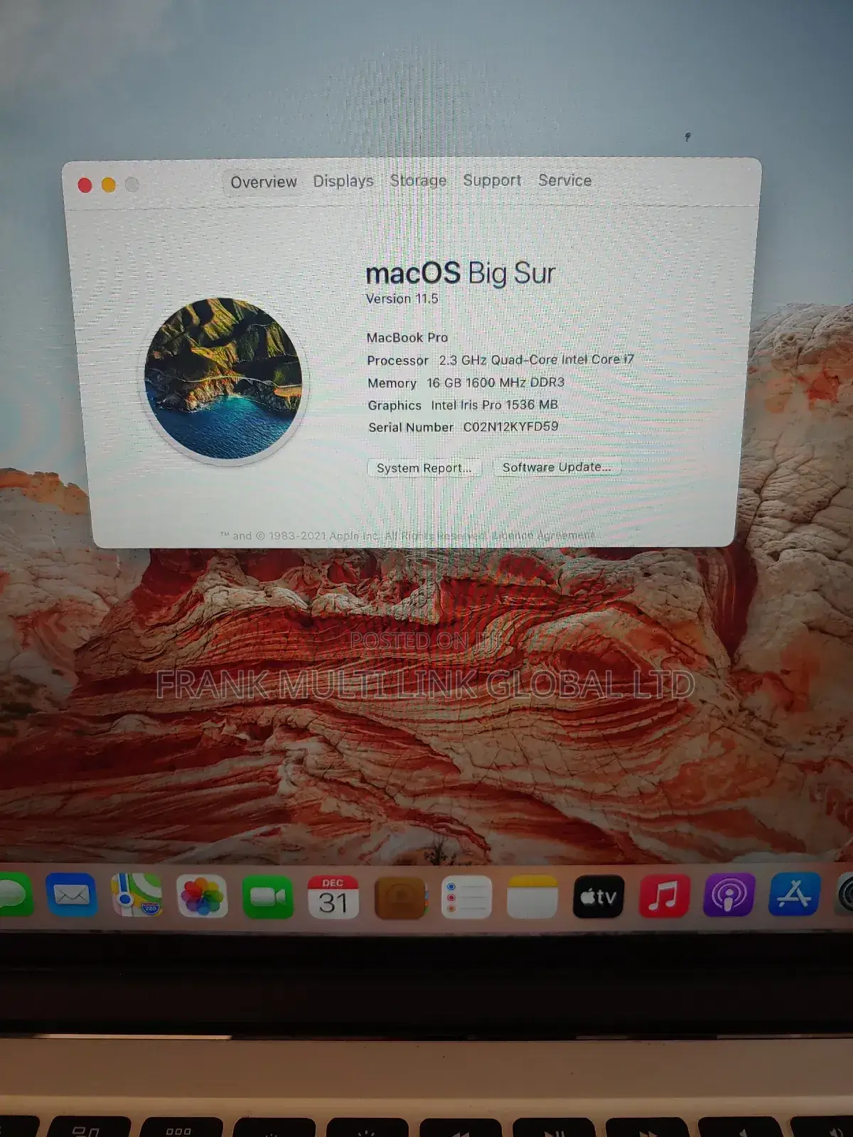 Laptop Apple MacBook Pro 2013 16GB Intel Core i7 SSD 256GB