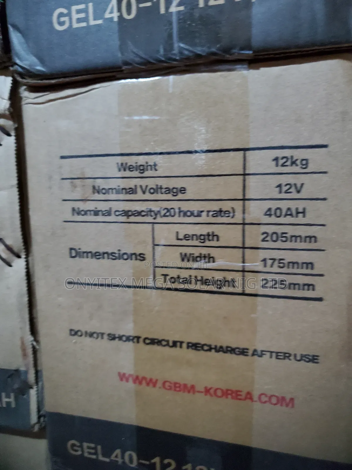 G.B.M Dee Cycle Gel Battery 40ah 12v