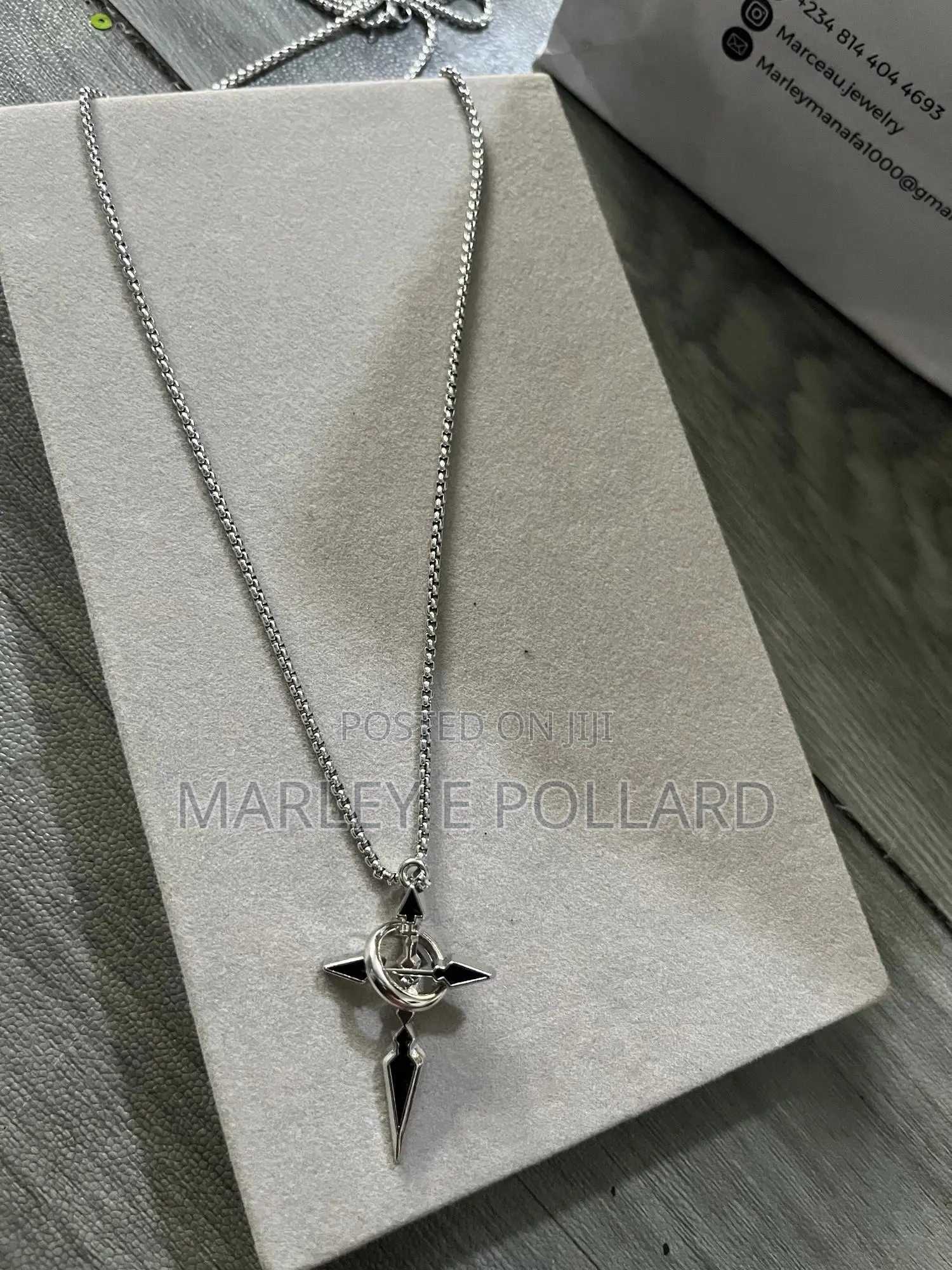 Cross Pendant Stainless Steel Rope Silver Punk Necklace