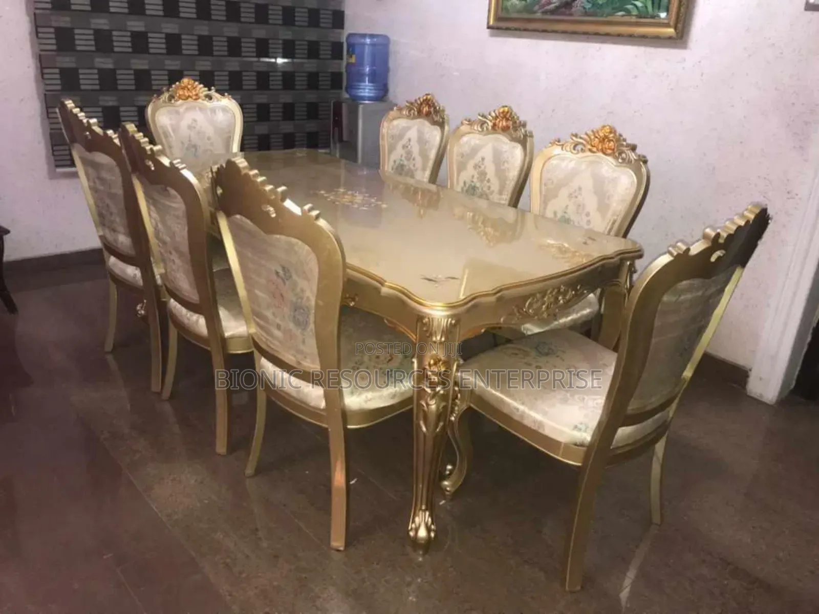 Gold Royal Dining Table Set With 8 Seaters
