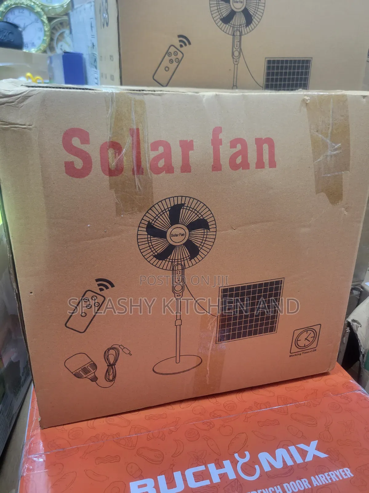 16" 3 in 1 Rechargeable Solar Fan With Remote + Solar Panel + Bulb