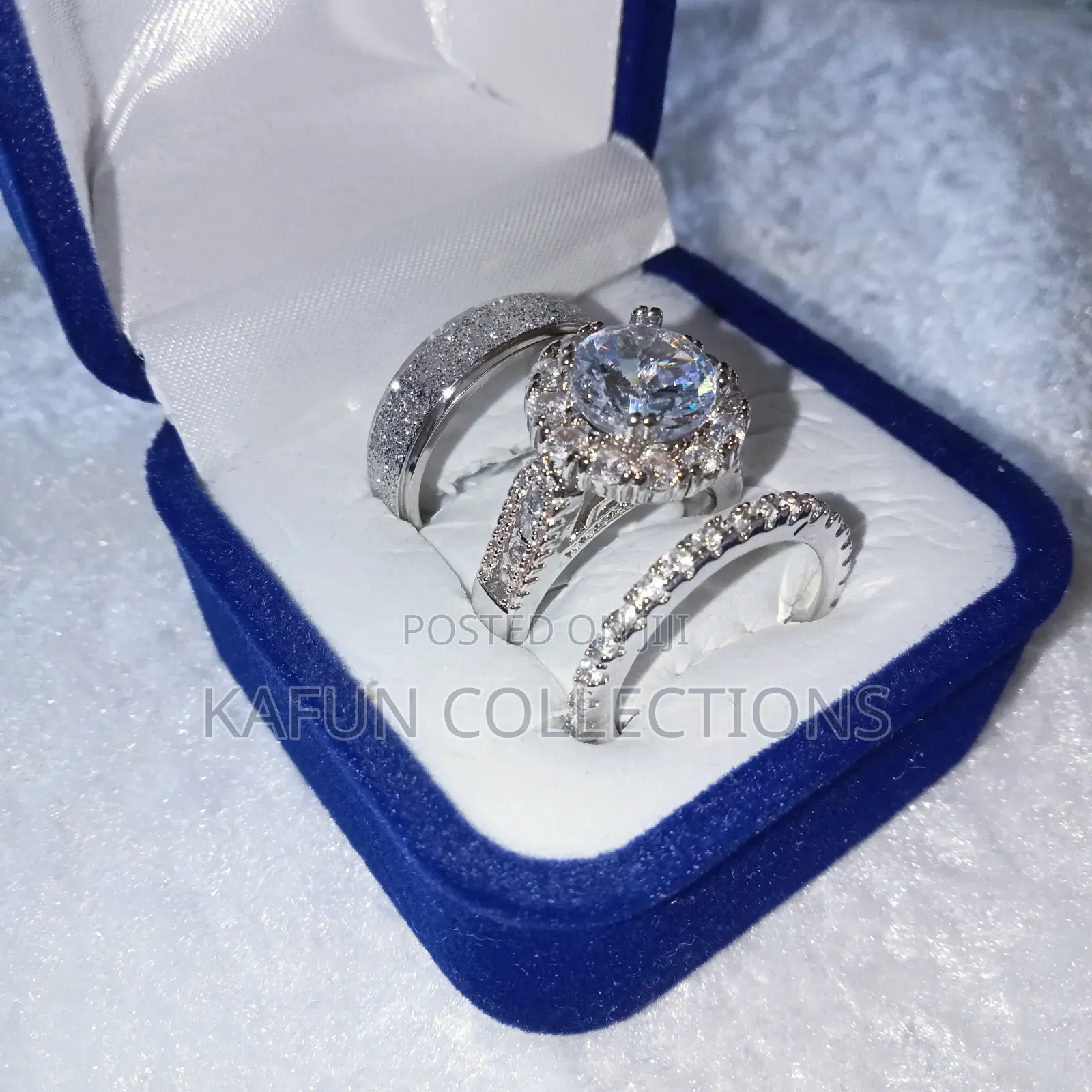 Bold Design, High Quality Titanium Steel and Zirconia Ring Set