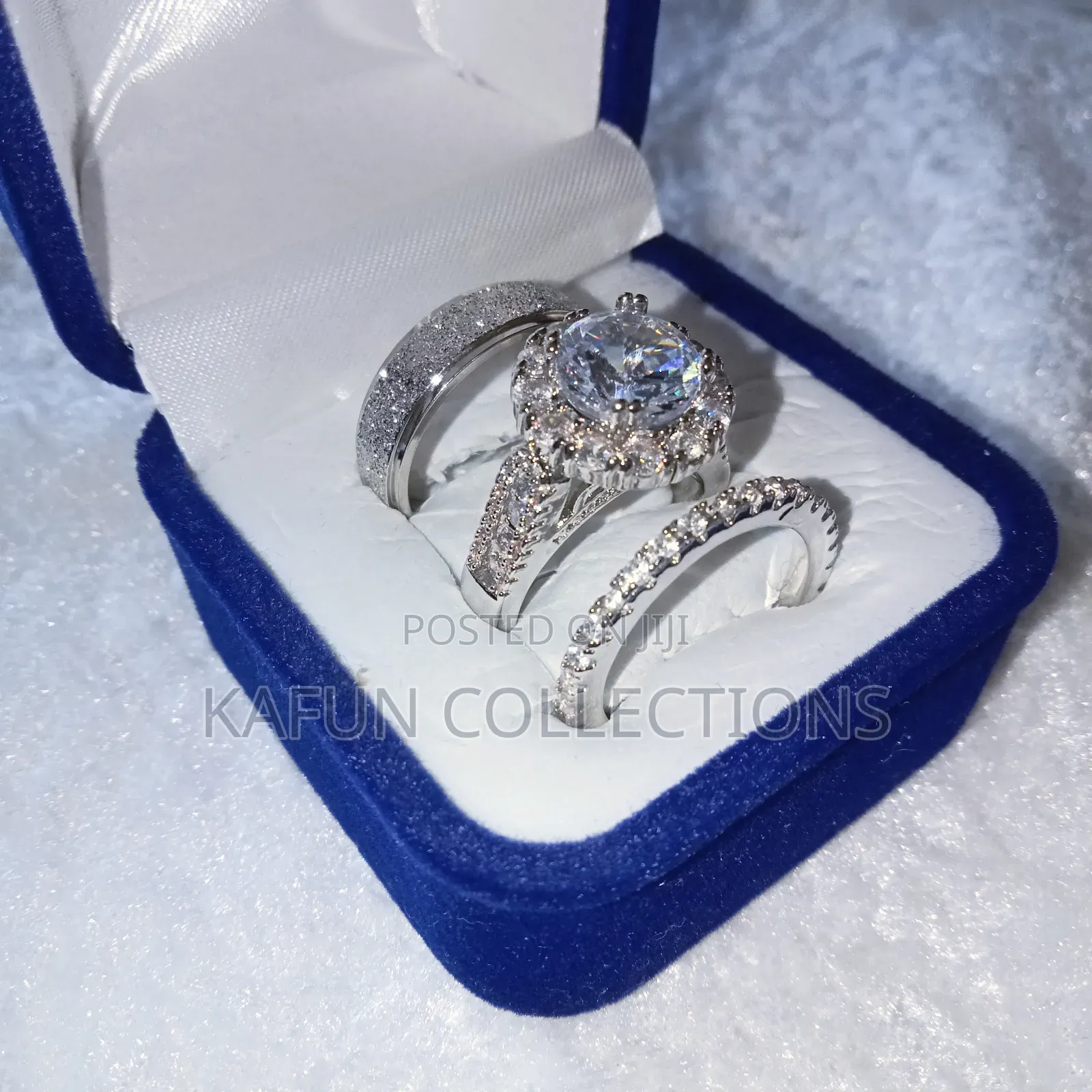 Bold Design, High Quality Titanium Steel and Zirconia Ring Set