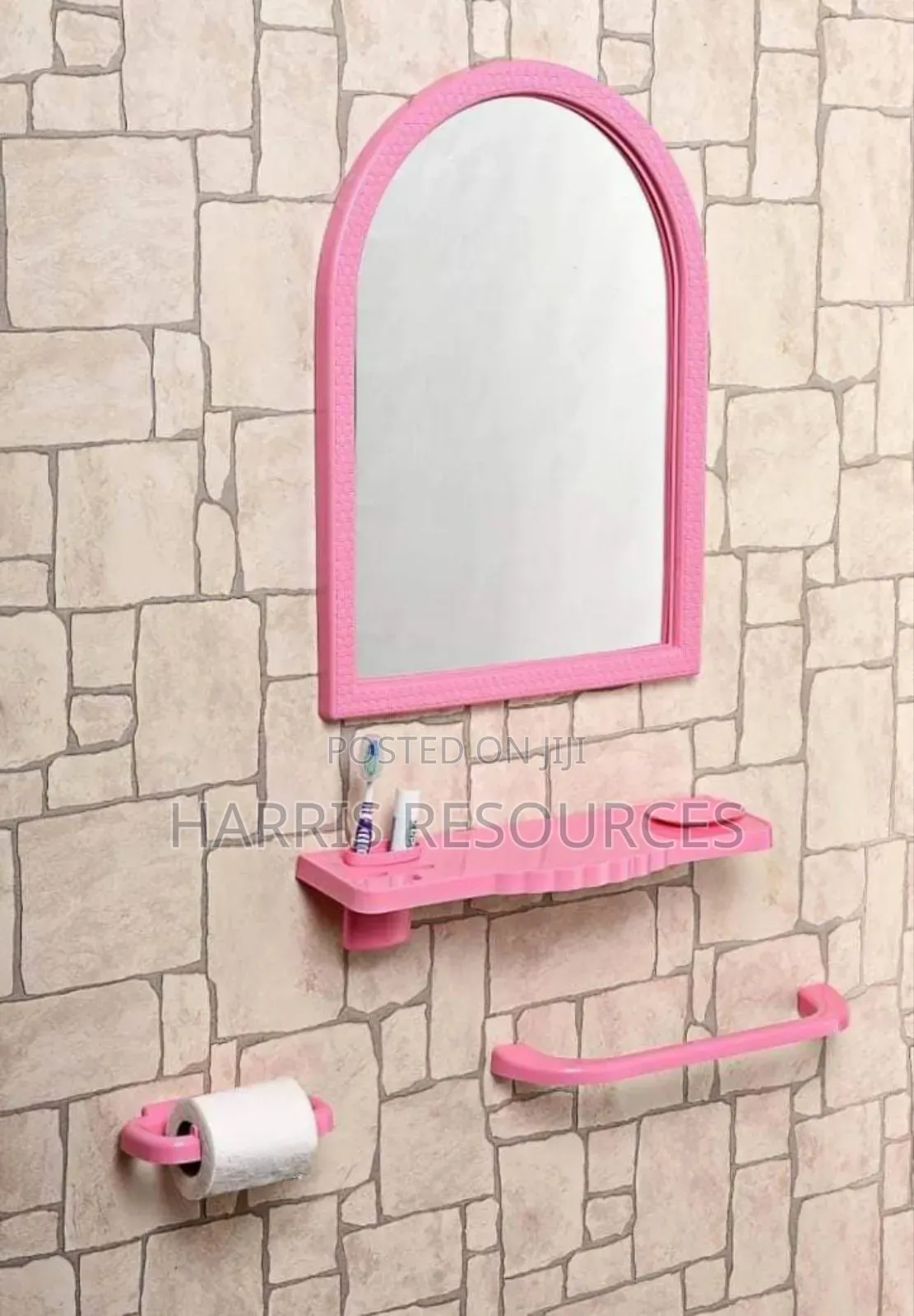 5pcs Bathroom Mirror, Tissue Holder, Toothpaste Holder , Towel Hanger