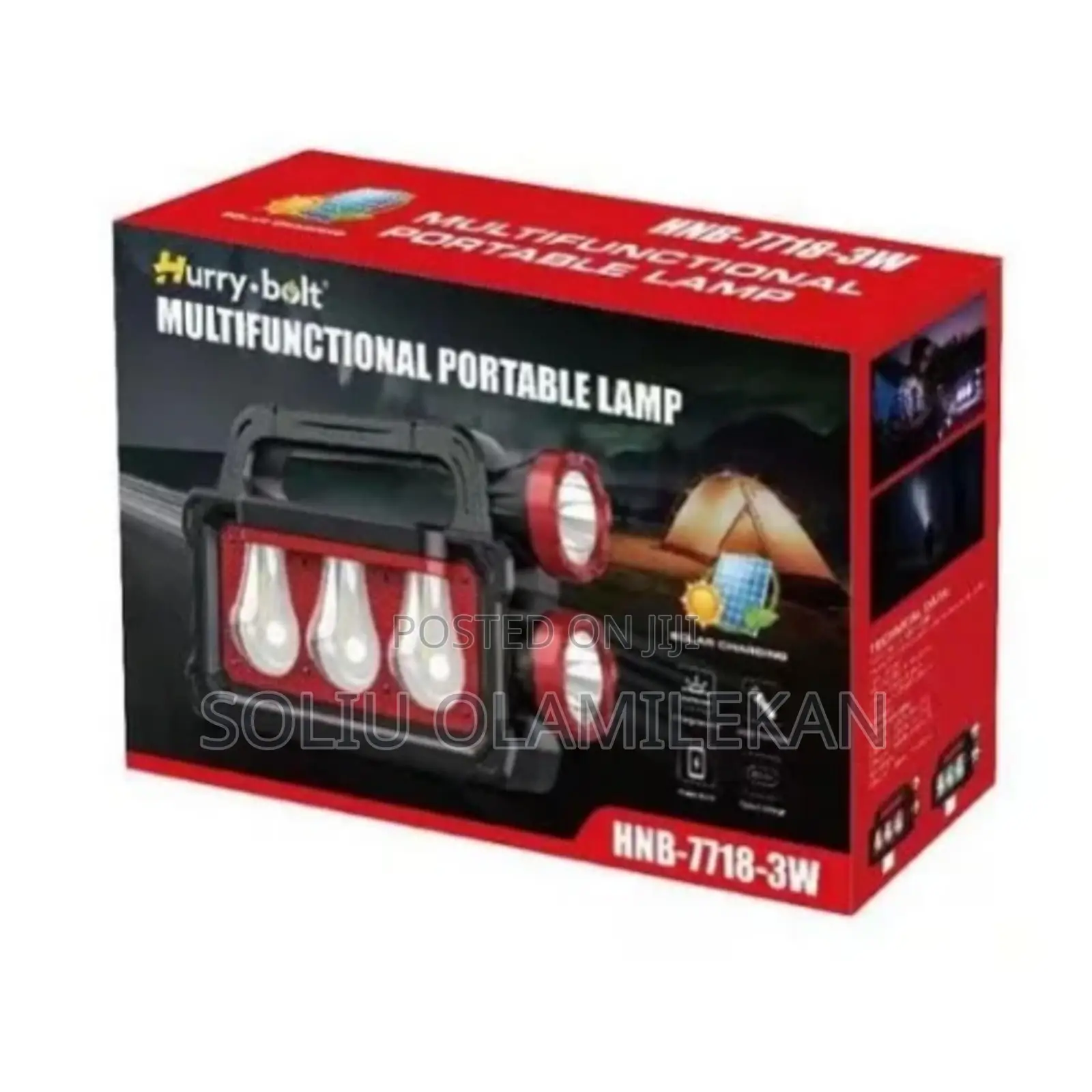 Double Bulb Torch Light Solar Rechargeable Lamp Flashlight