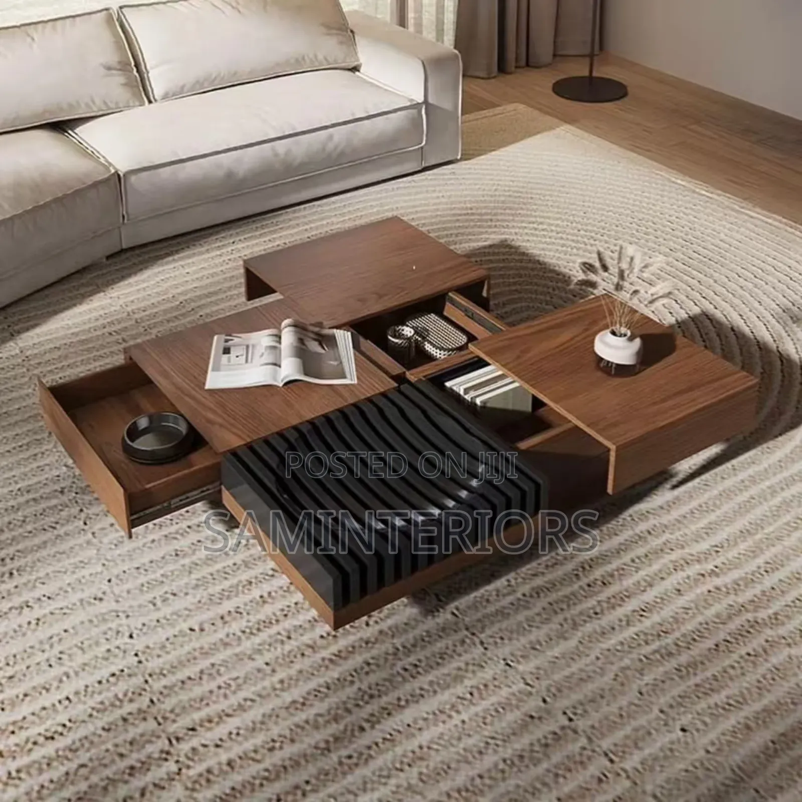 Luxury and Modern Wooden Living Room Table With Drawers