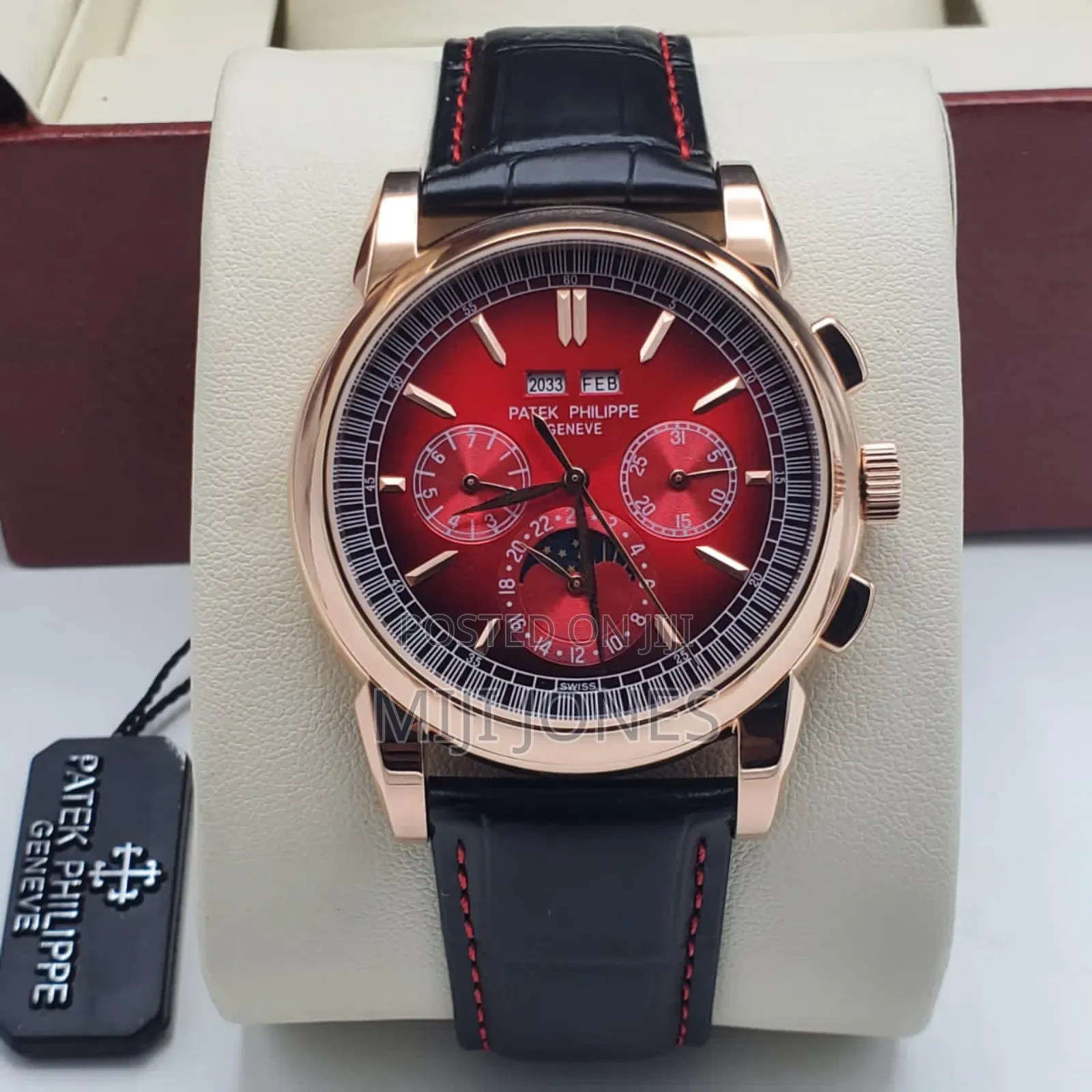 *Aaa Patek Philippe Year-month Chronograph Leather Watch*
