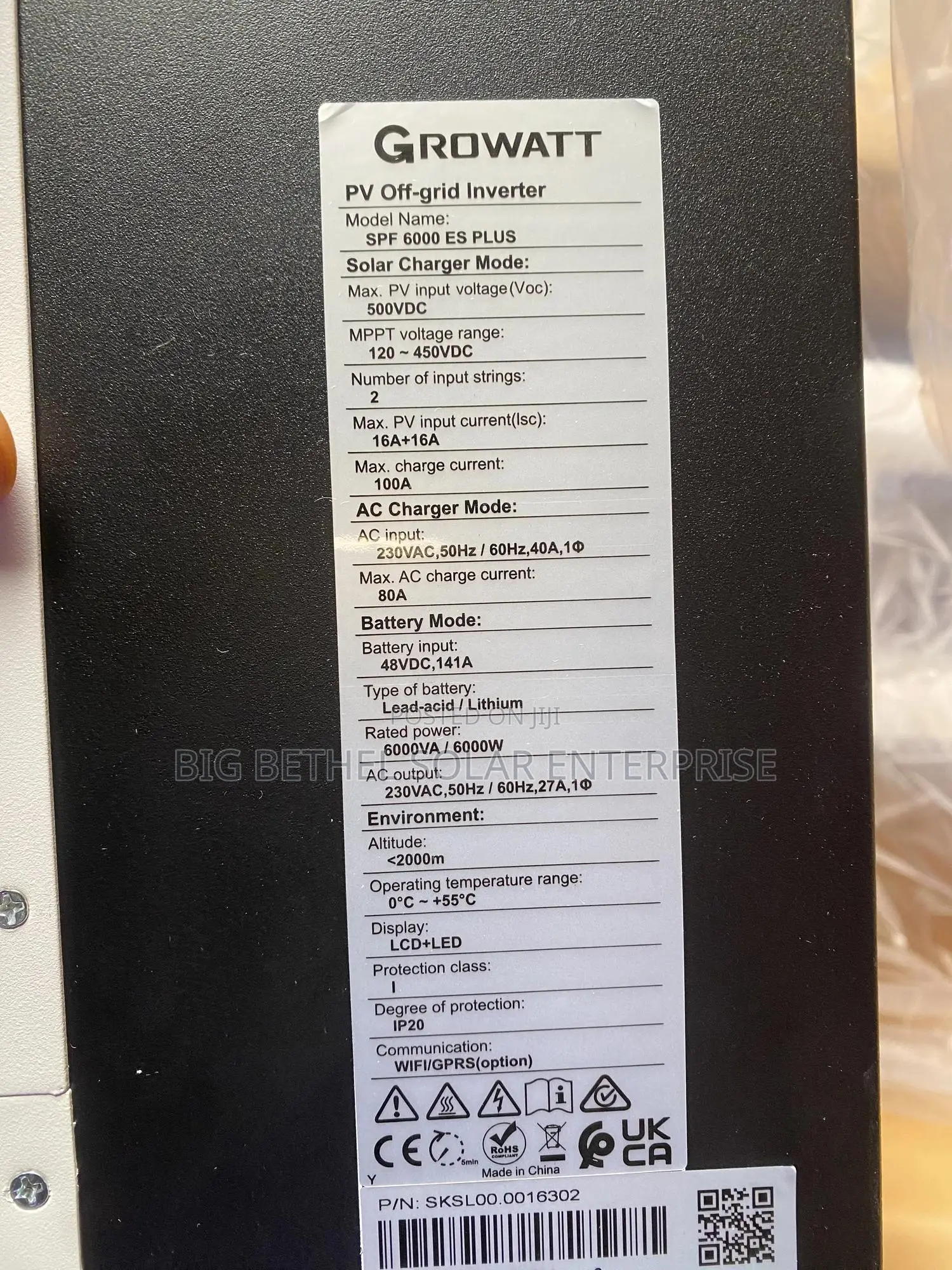 6kva 48v Growatt Solar Hybrid Inverter With Wiffi
