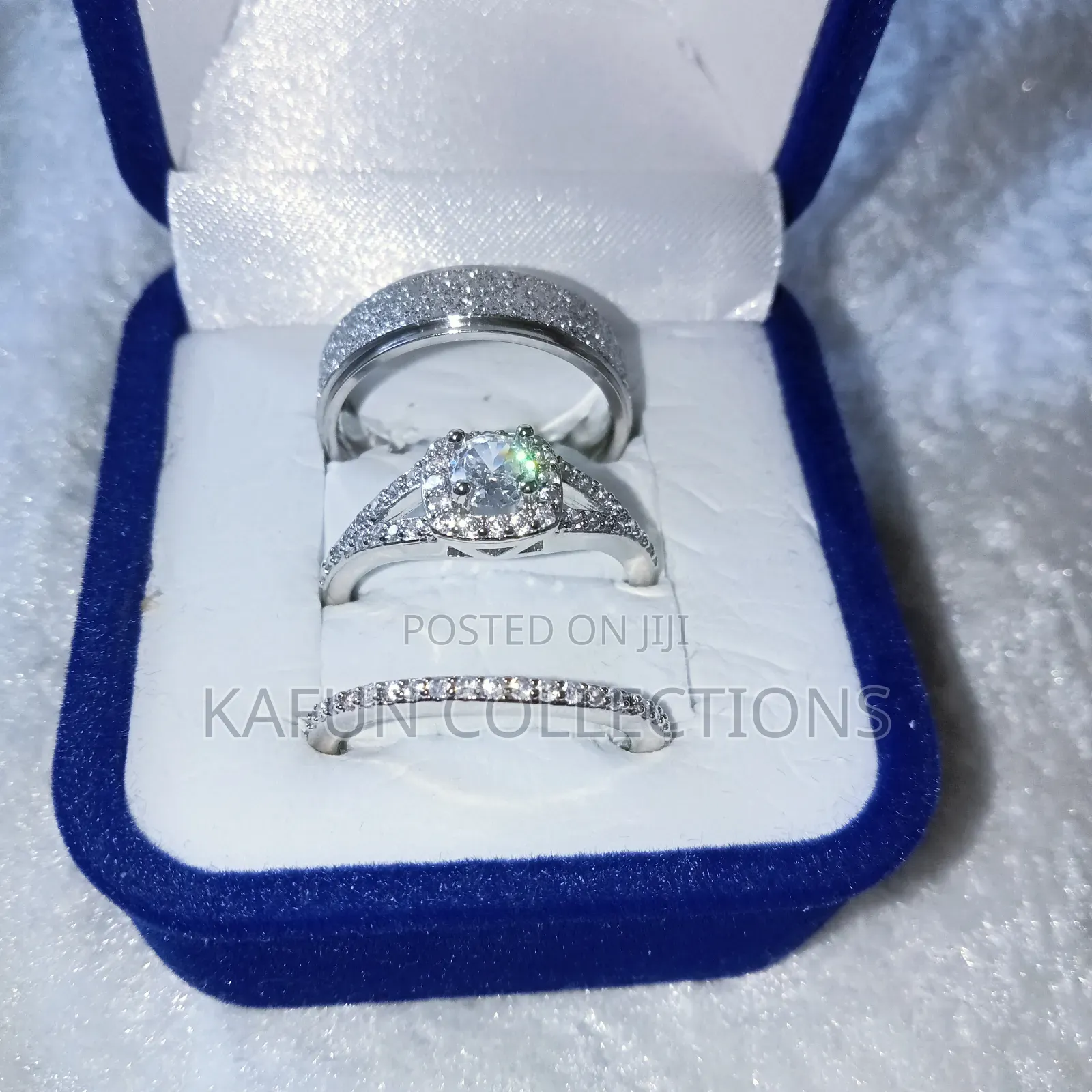 Non-tarnishing Simple Design Zirconia And Steel Wedding Rings Set