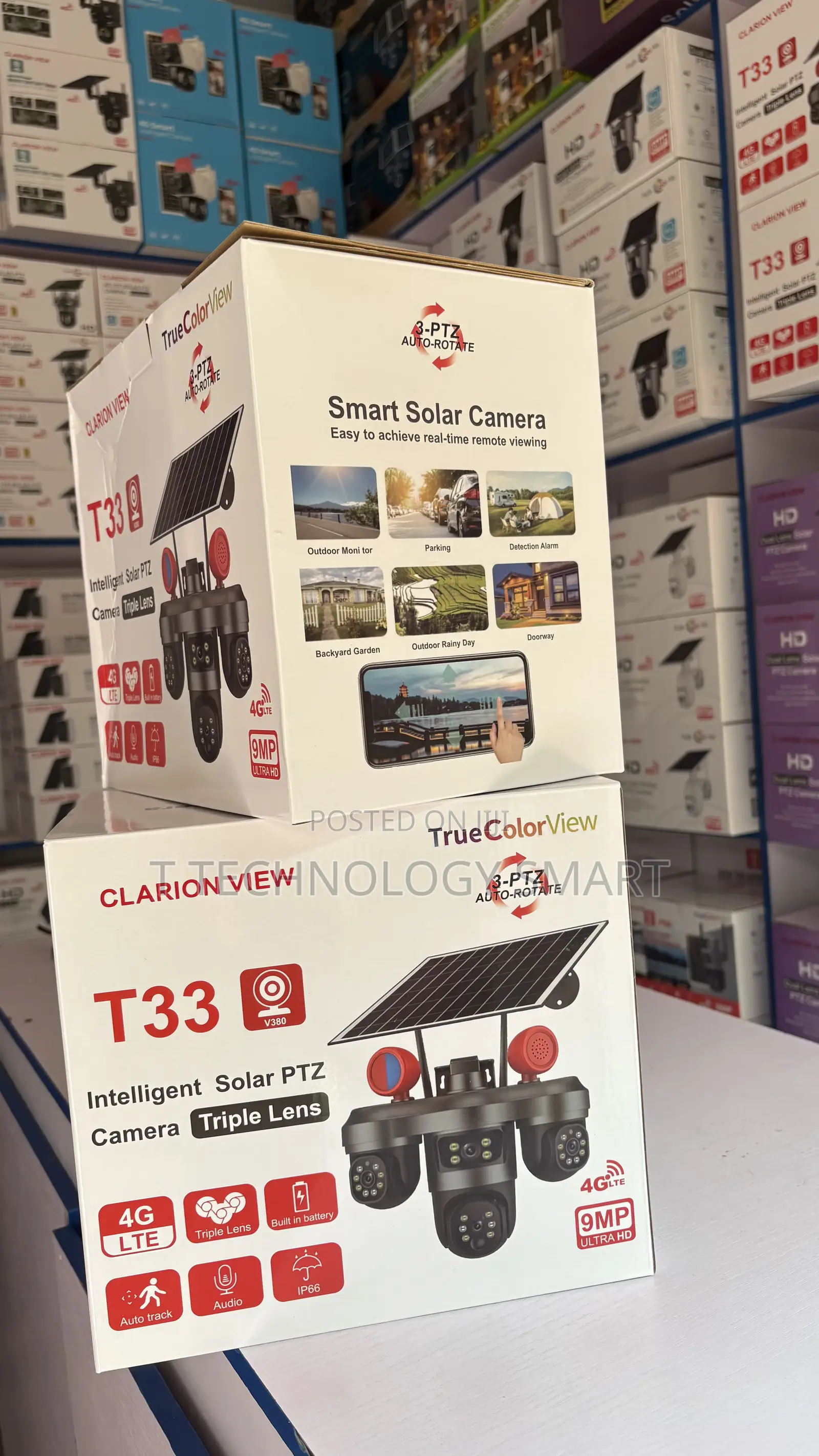 T33 V380 Intelligent Solar PTZ Camera Triple Lens