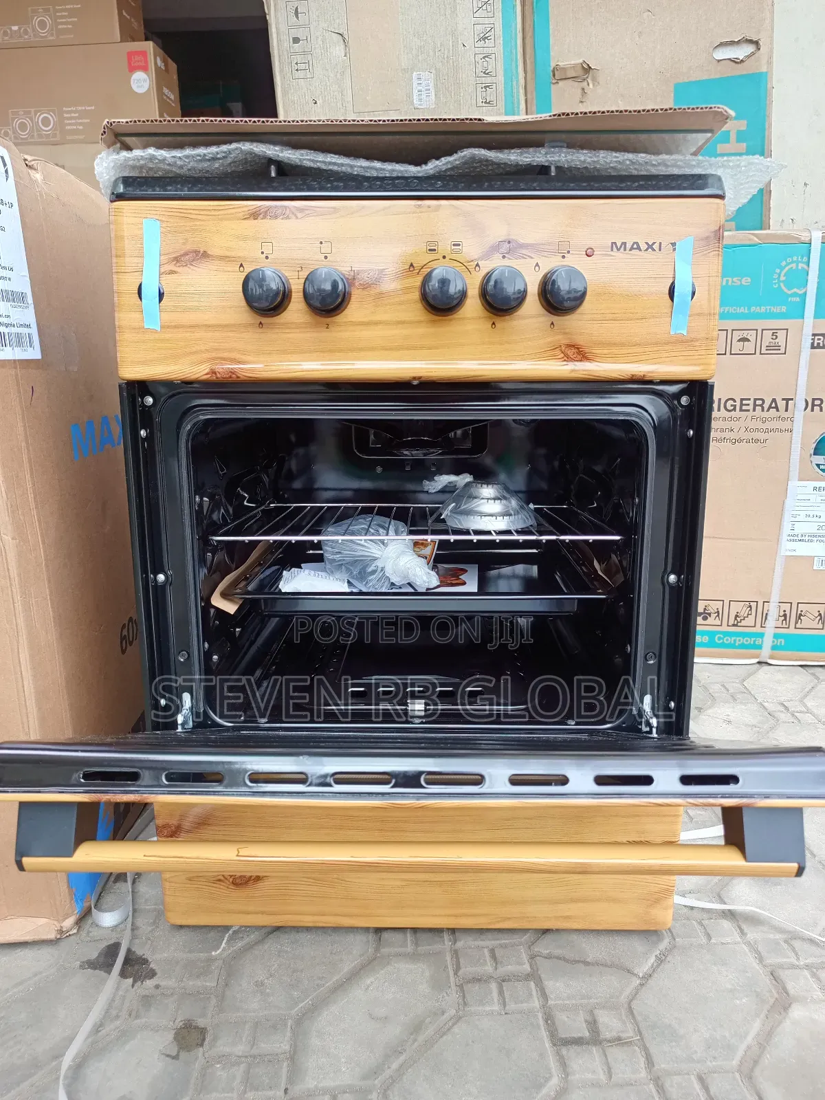 Maxi Gas Cooker 60×60cm (3+1) Burners – Wood Finish | Maxi 6060 (3+1)