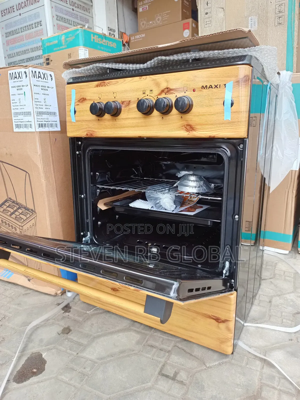 Maxi Gas Cooker 60×60cm (3+1) Burners – Wood Finish | Maxi 6060 (3+1)