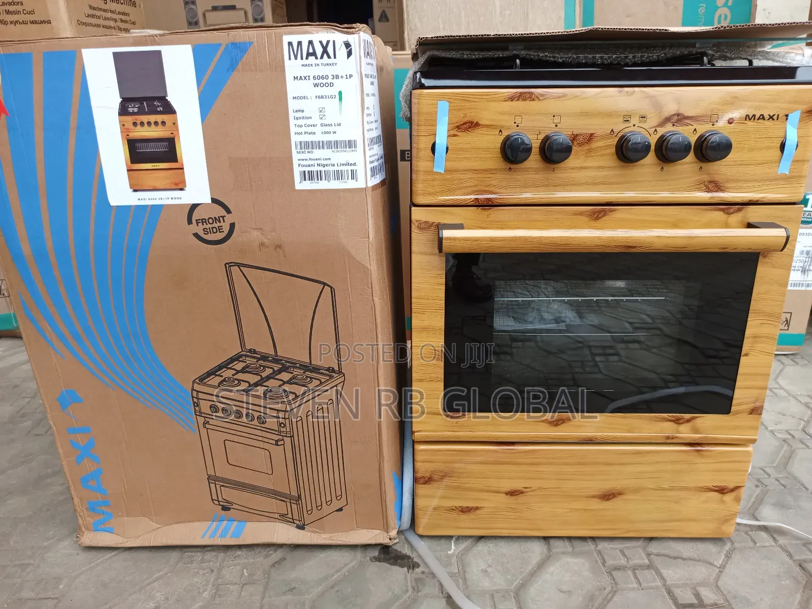 Maxi Gas Cooker 60×60cm (3+1) Burners – Wood Finish | Maxi 6060 (3+1)