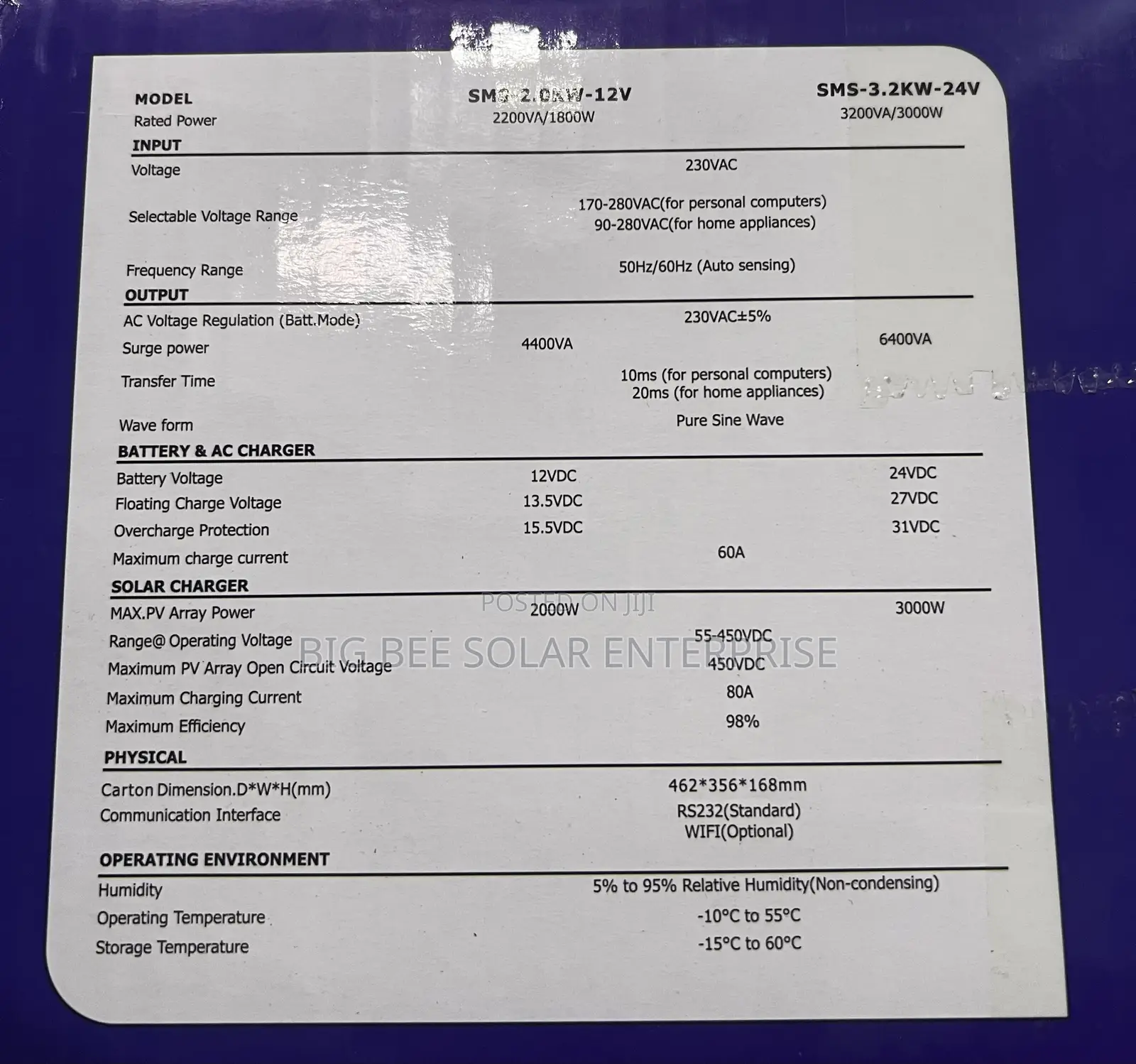 SMS 2kva 12v Hybrid Inverter