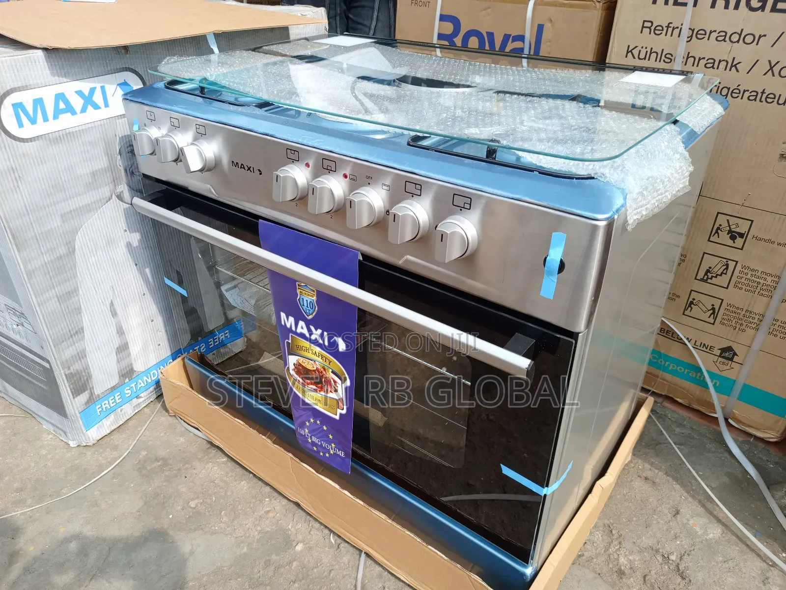 Maxi 60×90 Standing Gas Cooker (4 Gas + 2 Electric) | Maxi (4+2) Inox