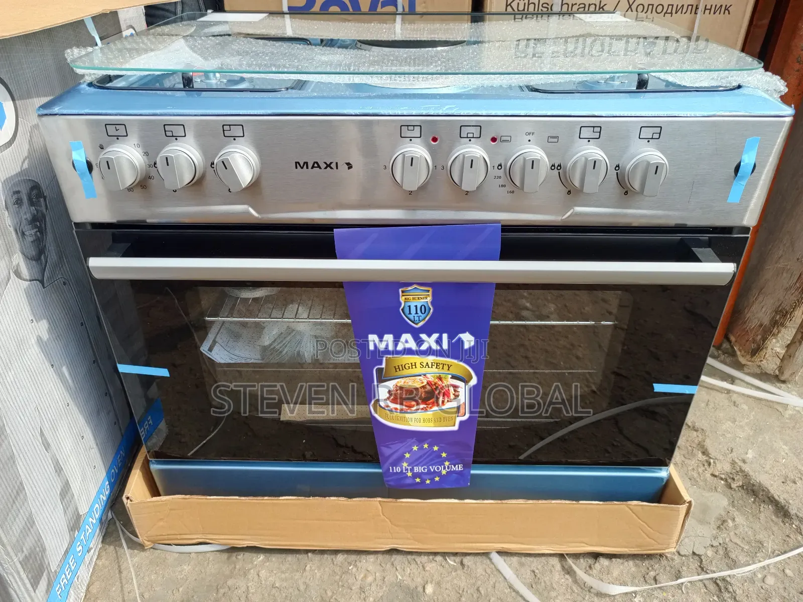 Maxi 60×90 Standing Gas Cooker (4 Gas + 2 Electric) | Maxi (4+2) Inox