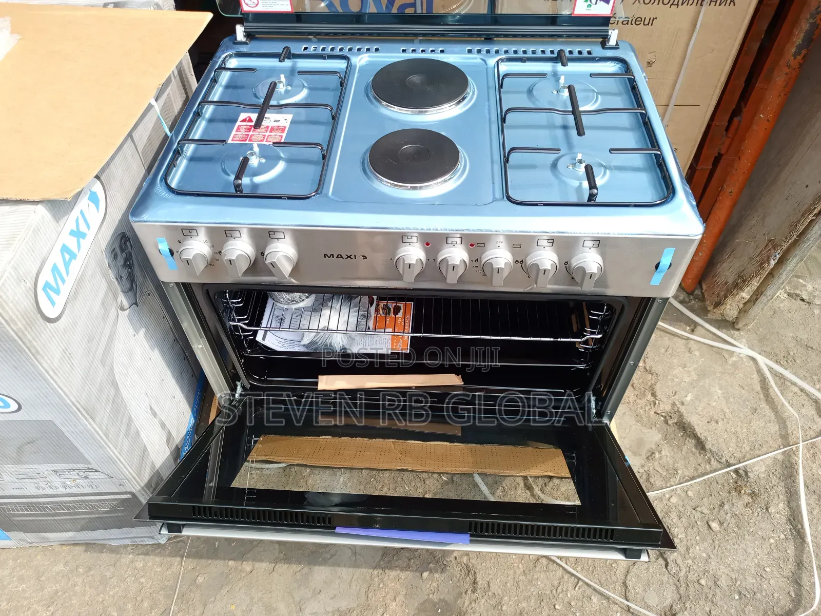 Maxi 60×90 Standing Gas Cooker (4 Gas + 2 Electric) | Maxi (4+2) Inox