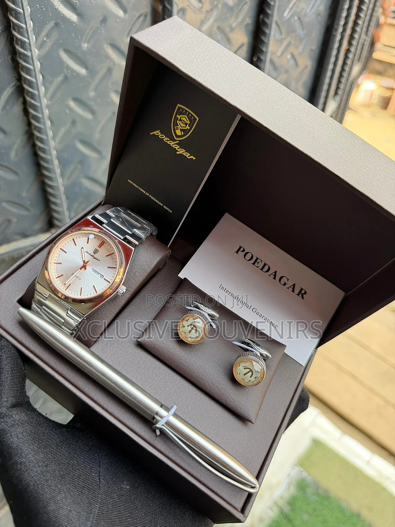 Poedagar Watch Cufflink And Pen Set With Branded Carier Bag
