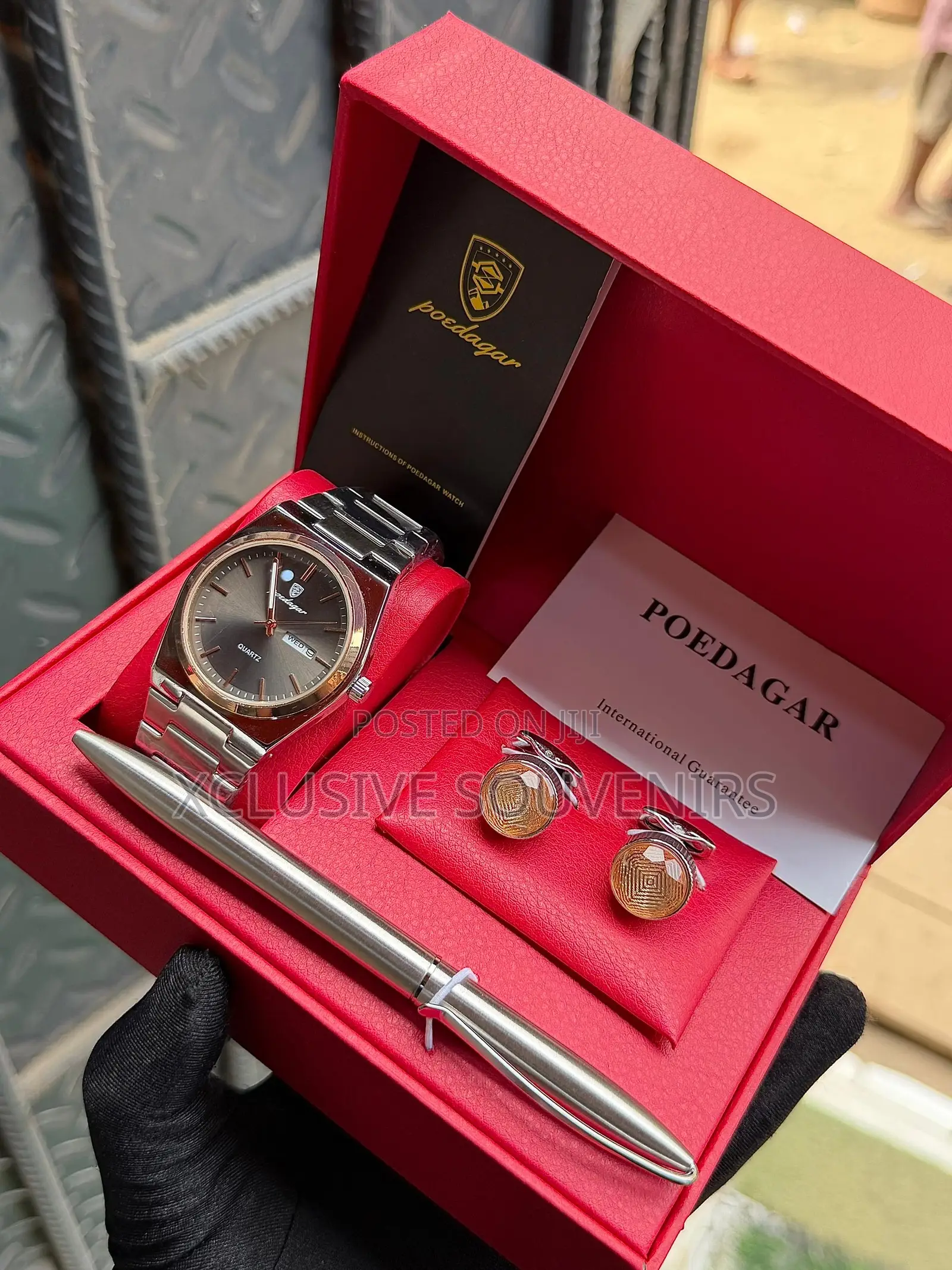 Poedagar Watch Cufflink And Pen Set With Branded Carier Bag