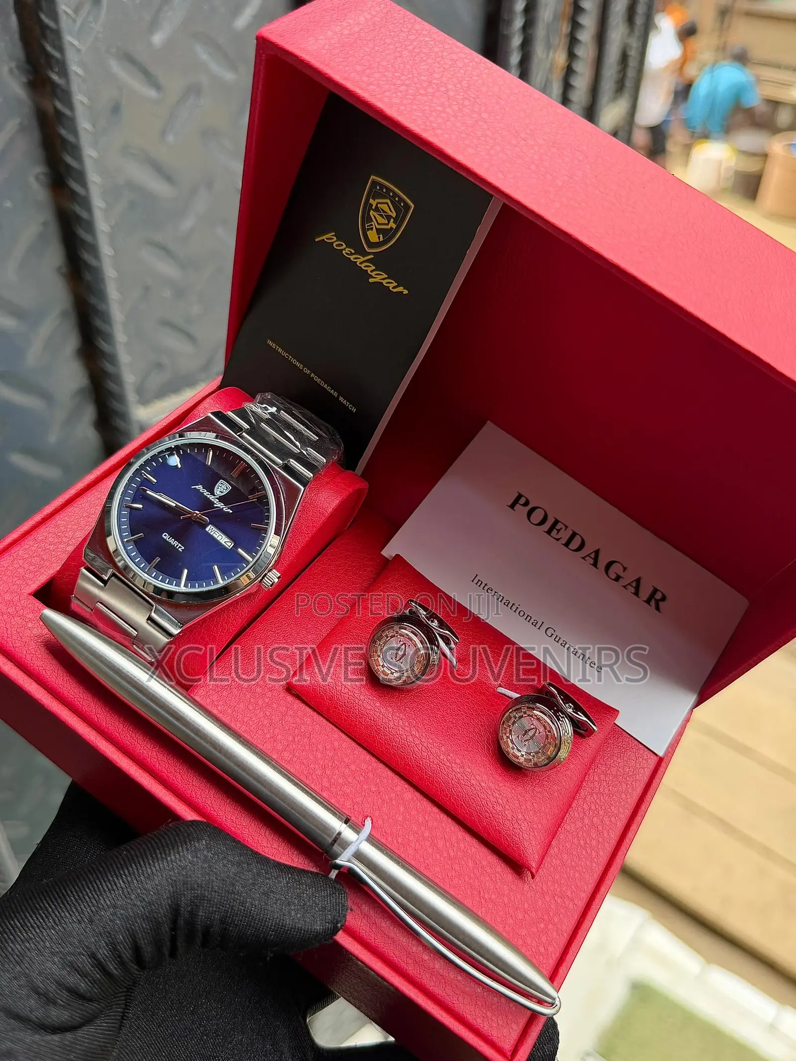 Poedagar Watch Cufflink And Pen Set With Branded Carier Bag