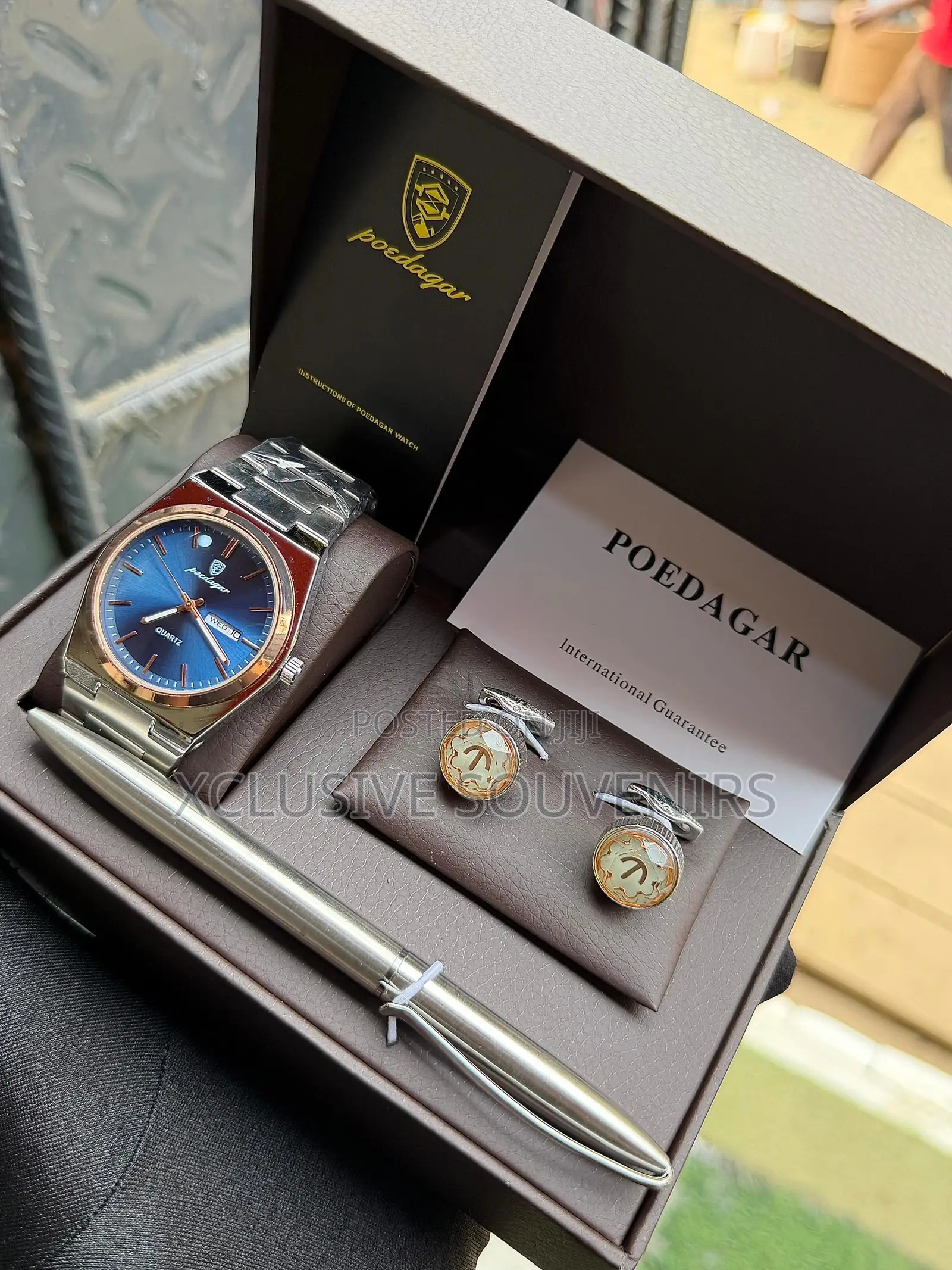Poedagar Watch Cufflink And Pen Set With Branded Carier Bag